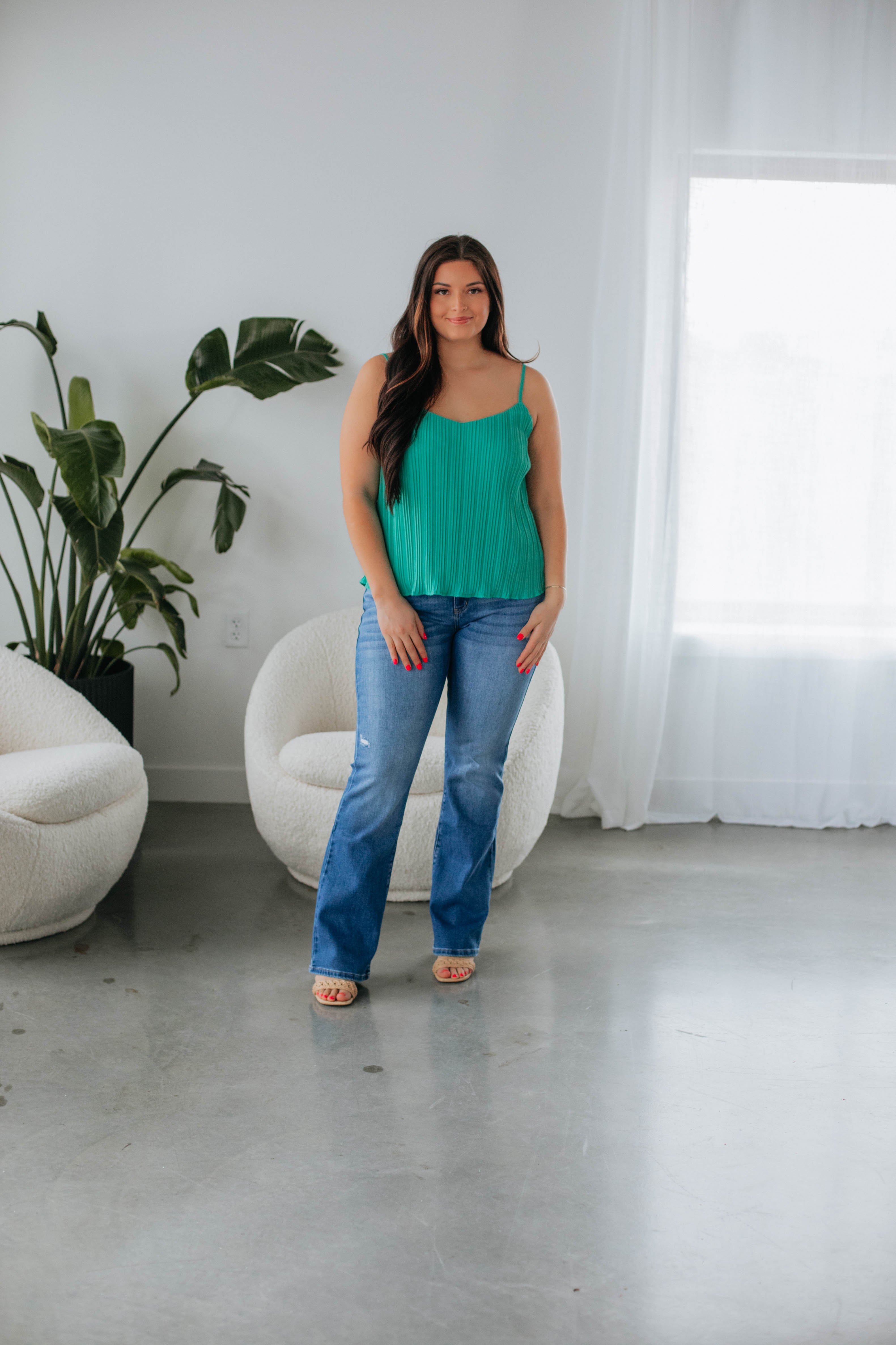 Gaelle Tank Top for Women - Soft Teal Blue Casual Shirt - Perfect for Yoga, Beach, and Everyday Wear