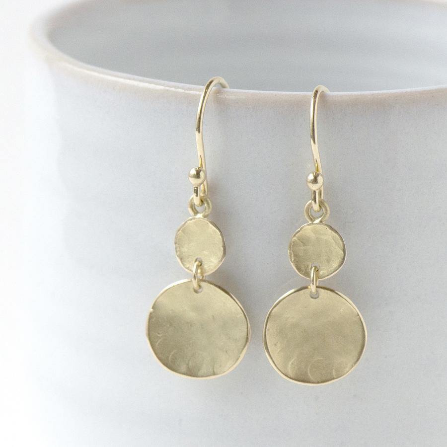 Double Hammered Disc Earrings for Women - Sterling Silver Boho Hoop Earrings - Perfect for Casual Wear, Date Night & Special Occasions