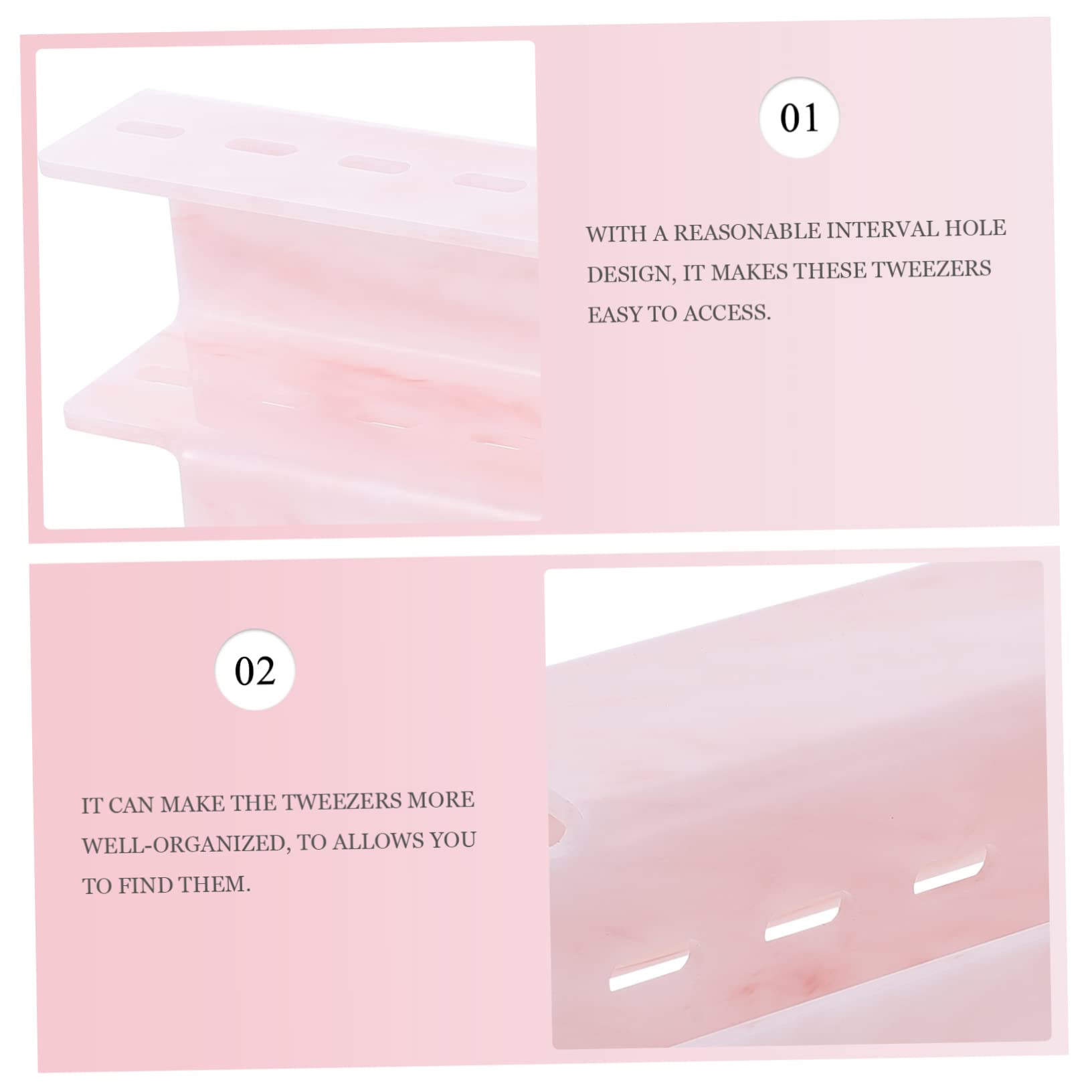 Marble Acrylic Tweezers Storage Rack - Organizer for Eyelash Tweezers, Eyeliner Tweezers & Beauty Tools with Lipstick Holder | Perfect for Salon, Makeup Artists & Home Vanity Organization