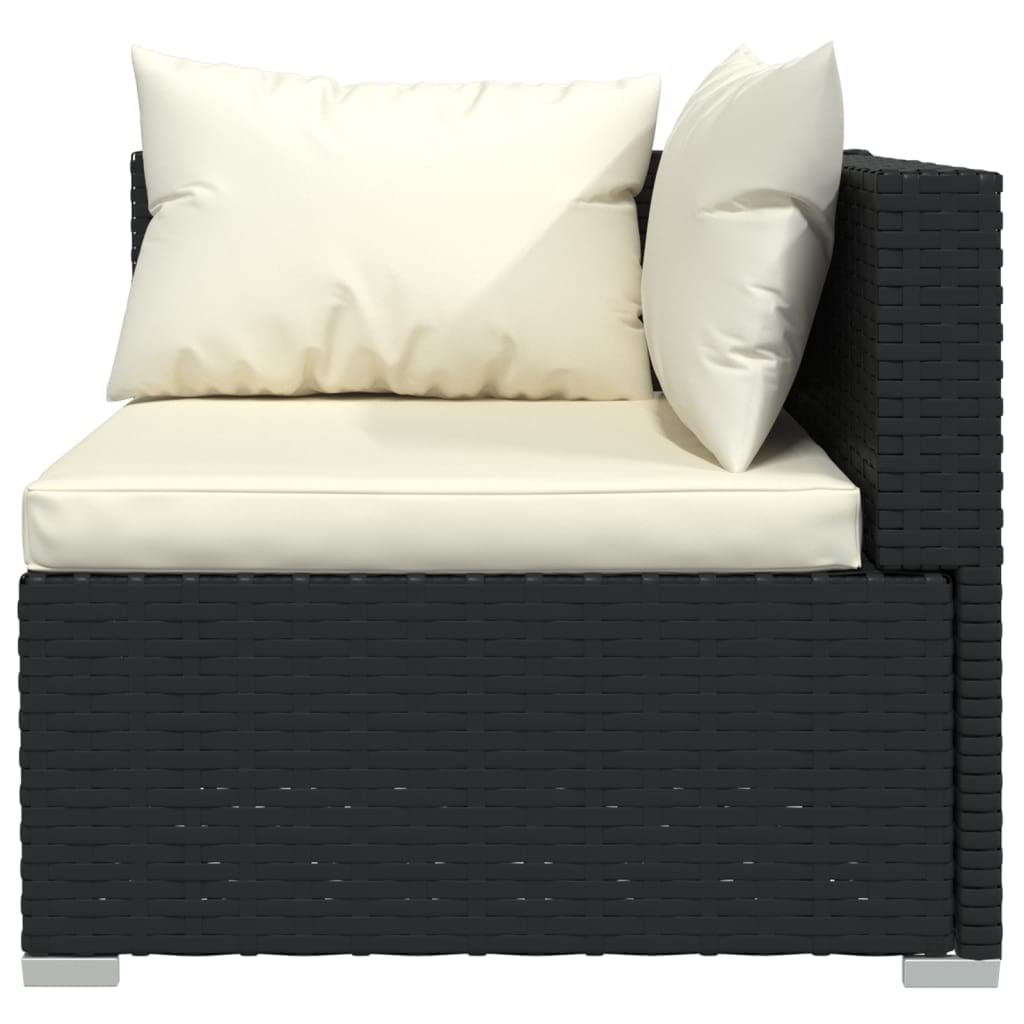 8-Piece Patio Lounge Set with Cushions - Outdoor Garden Furniture for Lawn, Yard, Terrace & Balcony - Black Poly Rattan Sofa Seating Set - Perfect for Relaxing, Entertaining & Outdoor Gatherings