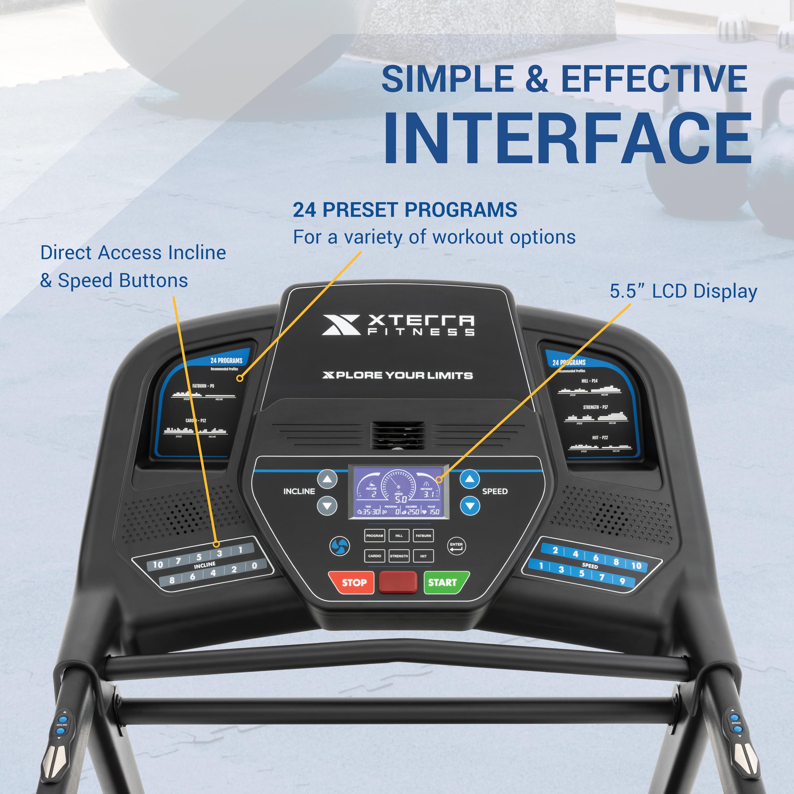 XTERRA Fitness Sport Series Premium Folding Smart Treadmill with Bluetooth & App - Adjustable Speed & Incline Controls, XTRASoft Cushioned Running Deck - Perfect for Home Gym, Cardio Workouts & Indoor Running Training