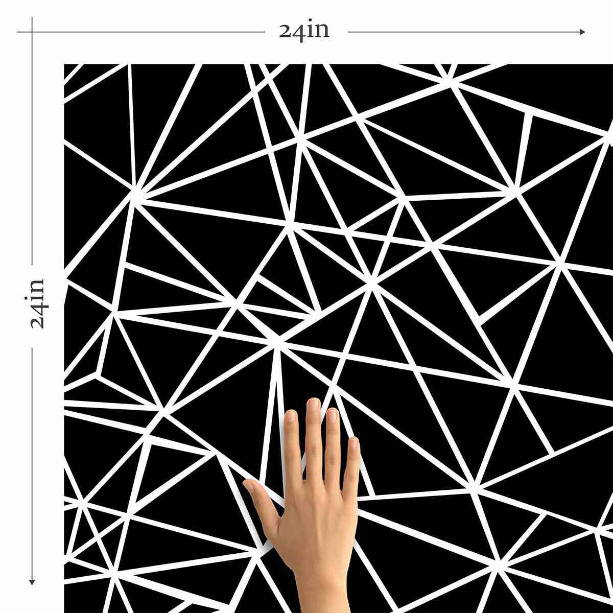 Black and White Triangle Peel and Stick Removable Wallpaper - Self-Adhesive Geometric Wall Decor for Bedroom, Living Room, Office - Easy to Install & Remove
