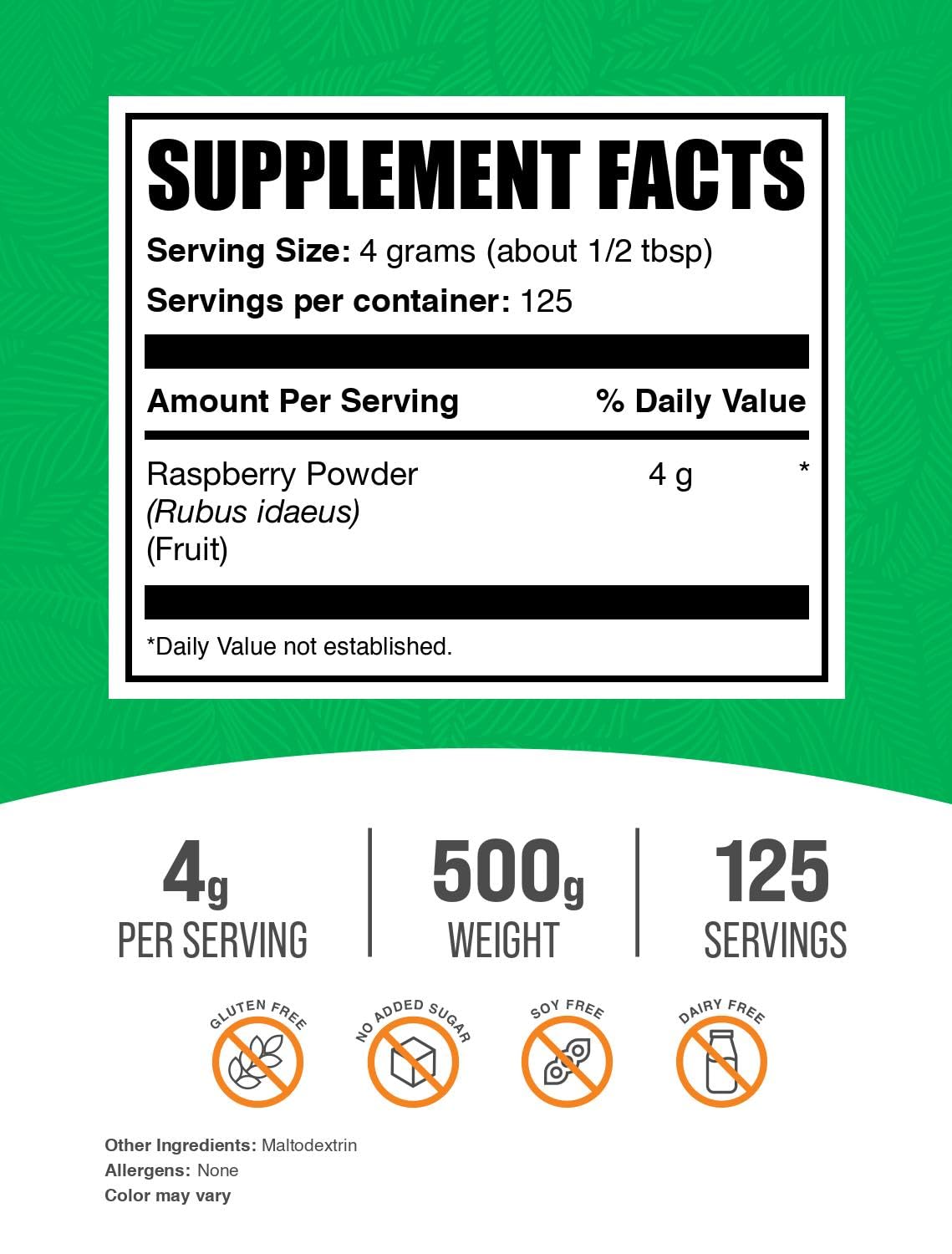 BulkSupplements.com Raspberry Powder - 500g (1.1 lbs) Natural Antioxidant Fruit Powder for Smoothies, Baking & Healthy Recipes - Dried Raspberry Superfood Supplement