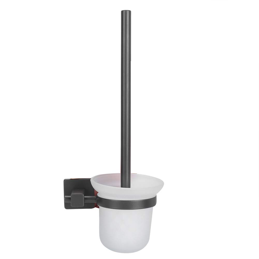 Premium Stainless Steel Toilet Brush with Holder - Durable Ruthenium Finish Bathroom Cleaning Tool for Home, Hotel & Commercial Use - Gun Metal Color Toilet Brush Set for Modern Bathrooms