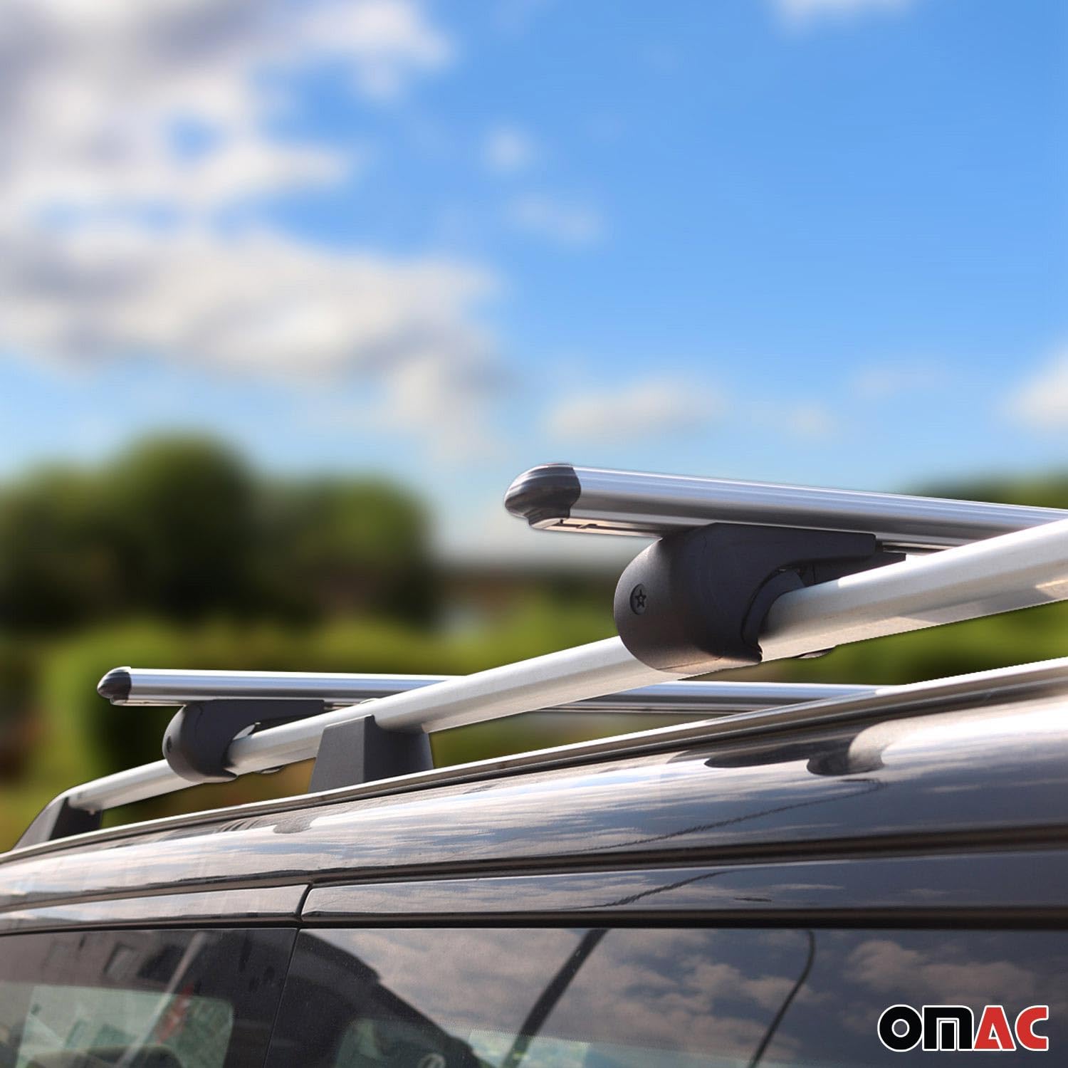 OMAC 3-Piece Gray Bike Rack Carrier Roof Racks Set - Compatible with VW Jetta SportWagen 2011-2014 Models | Perfect for Road Trips, Cycling Adventures & Outdoor Activities