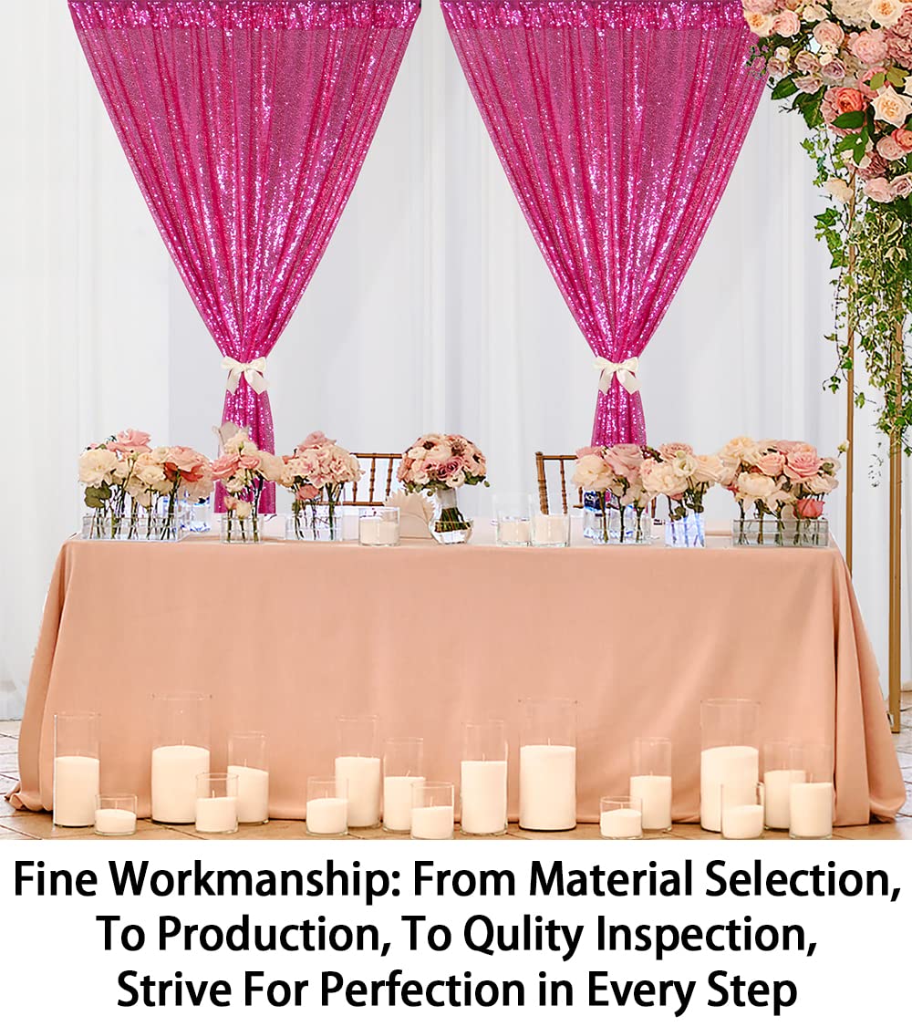 ShinyBeauty 4x10ft Fuchsia Sequin Backdrop - Glitter Curtains for Wedding & Party Decor