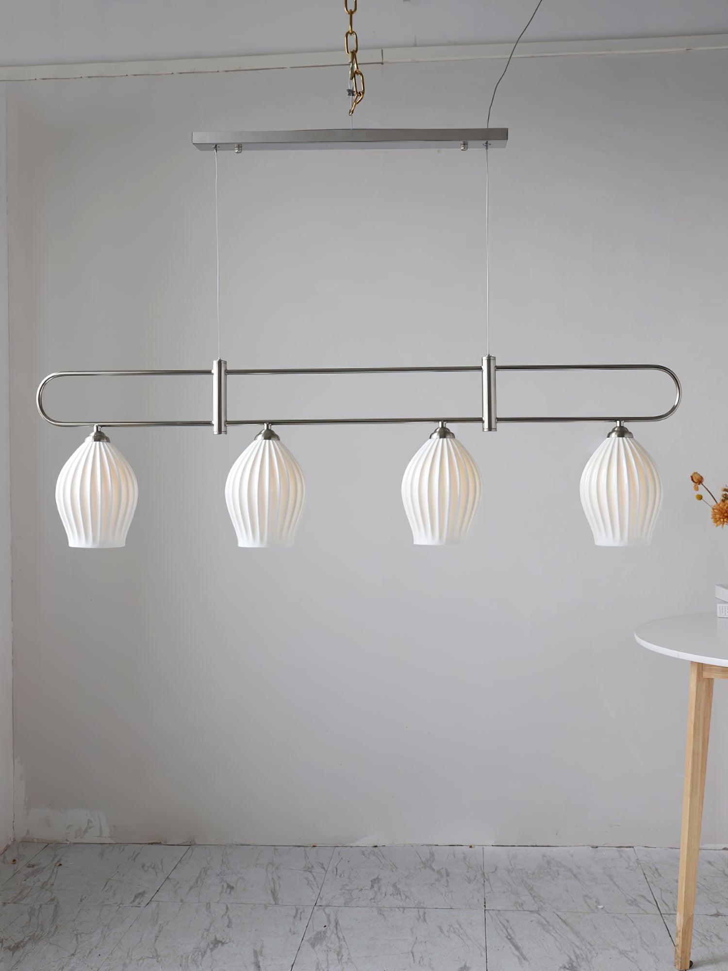 Modern Fin Pendant Light - Adjustable Hanging Ceiling Lamp for Kitchen Island, Dining Room & Bedroom | Industrial Style Lighting Fixture with Vintage Edison Bulbs