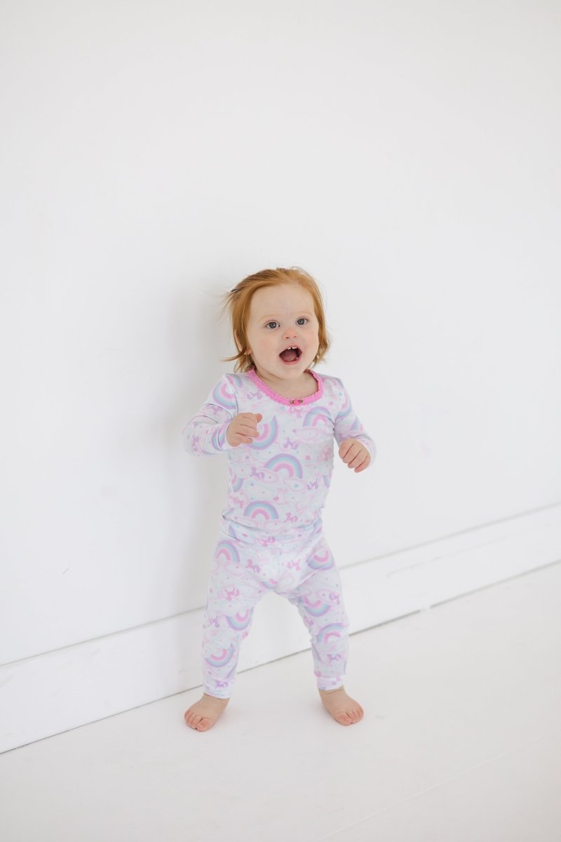 Unicorn Rainbow Long Sleeve Pajamas for Women & Girls - Soft Cotton Sleepwear for Kids & Adults - Cozy Nightwear for Bedtime & Lounging