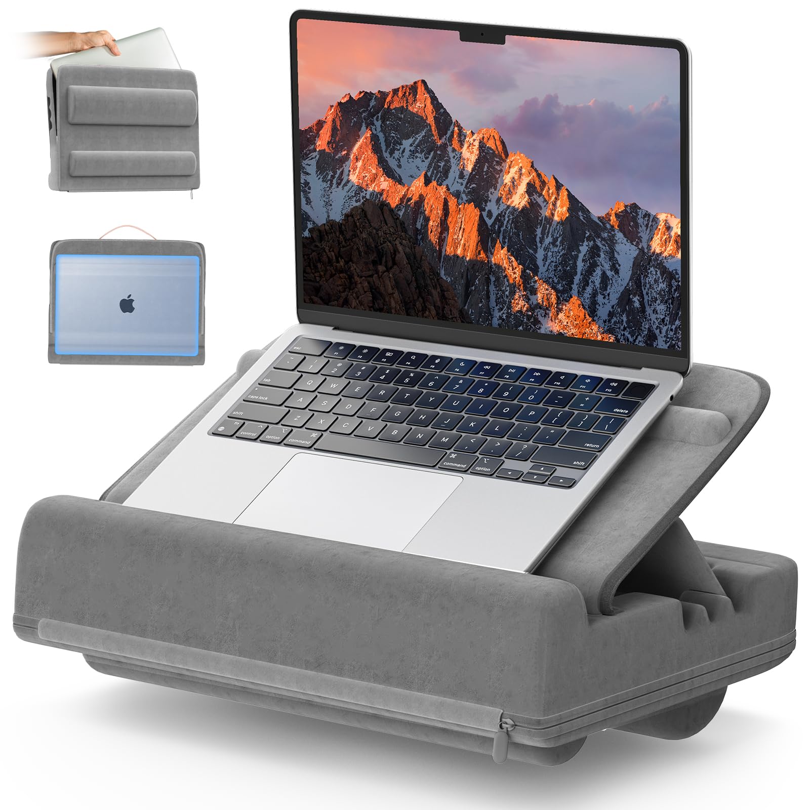 Adjustable Laptop Pillow with Storage - Portable Lap Desk Cushion for 16