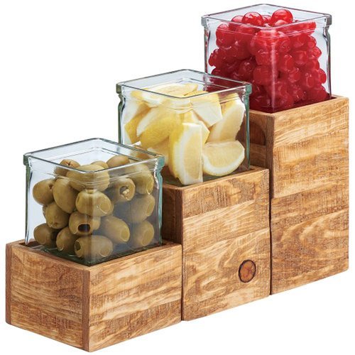 Reclaimed Wood Riser with Glass Jar - 4.25