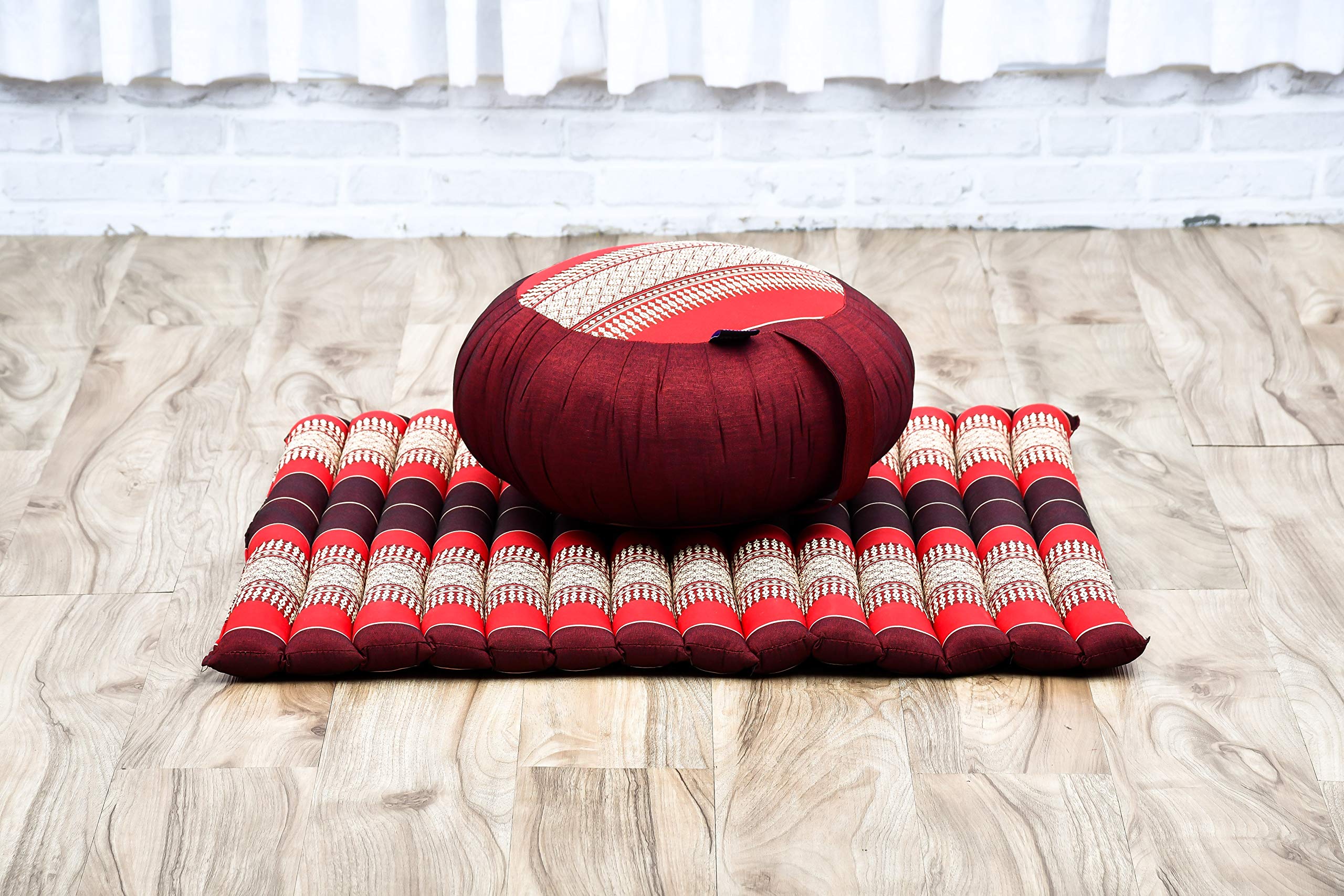 Leewadee Meditation Cushion Set - Premium Round Zafu Pillow & Square Zabuton Mat with Kapok Filling for Yoga, Zen Practice & Home Meditation (Comfortable Floor Seating for Beginners & Experts)
