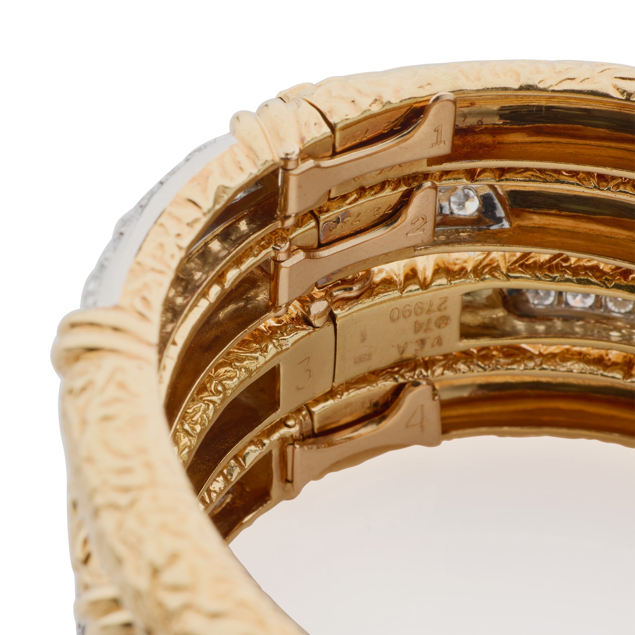 Vintage 1970s Van Cleef & Arpels Diamond Bangle Bracelets Set of 4 - Luxury Jewelry for Women, Perfect for Weddings, Anniversaries & Special Occasions