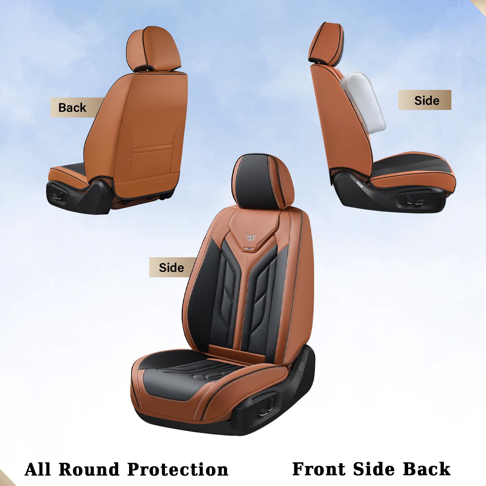 Premium Leather Front Seat Covers for Cars - Universal Fit for Sedans, SUVs & Pickup Trucks | Car Seat Protectors & Accessories in Black & Brown | Perfect for Daily Commute, Road Trips & Vehicle Protection