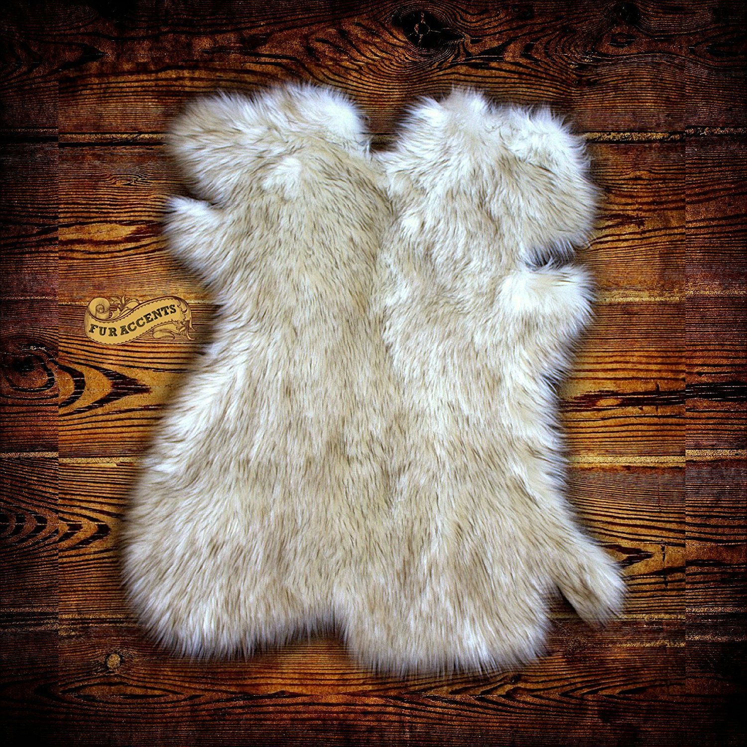 Arctic Fox Faux Fur Rug - 3'x5' Soft Shaggy Throw Rug with Suede Lining - Faux Sheepskin & Flokati Style - Cozy Living Room Bedroom Decor for Winter Warmth