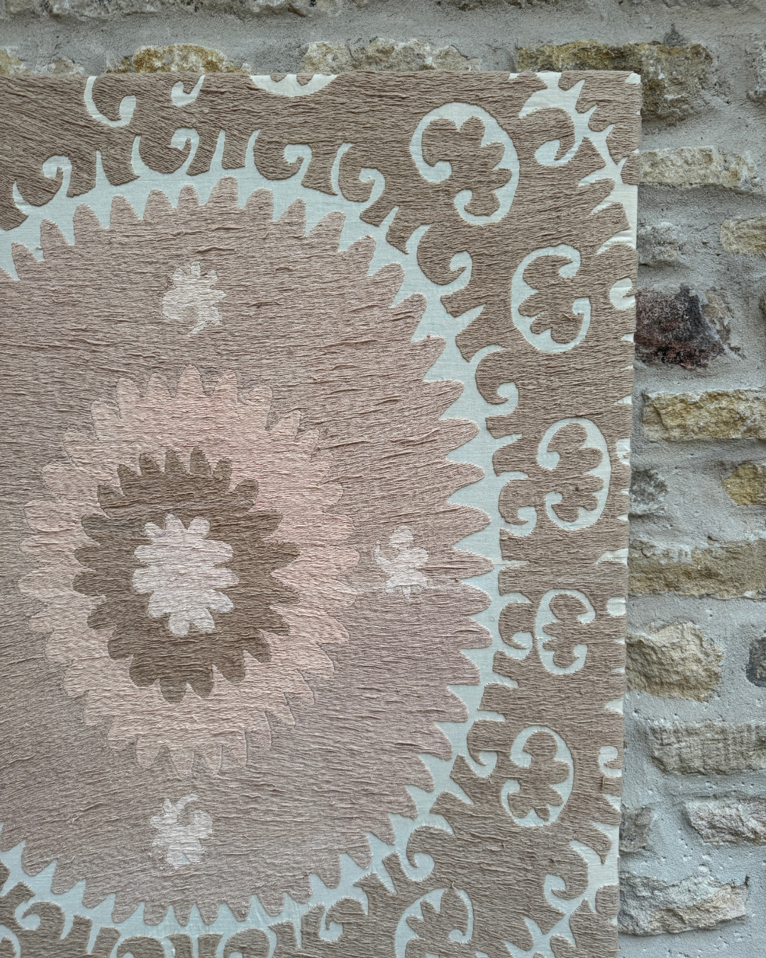 Handmade Suzani Embroidered Wall Art No.7 - Boho Home Decor for Living Room, Bedroom & Office