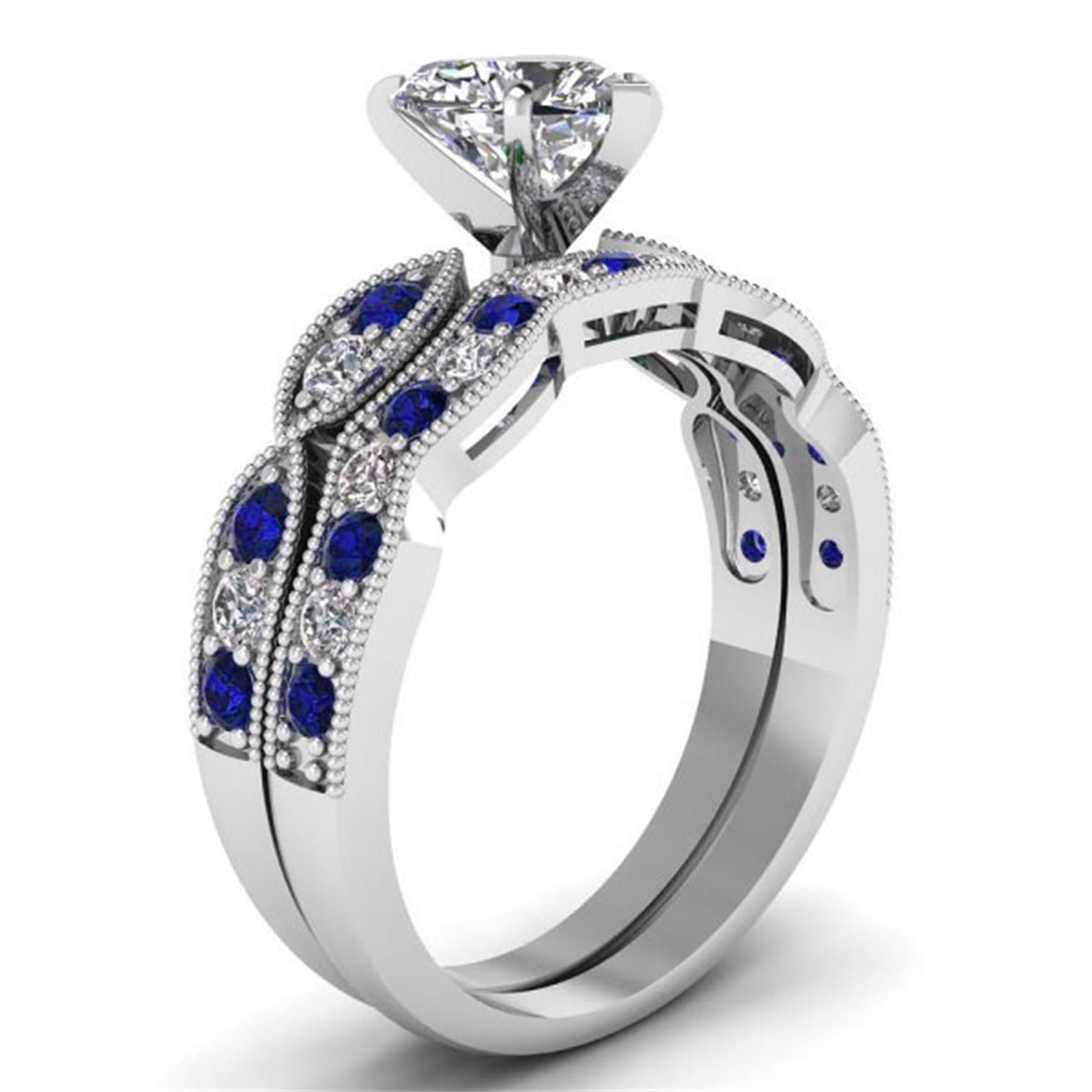 Jeulia 3 Carat CZ Solitaire Engagement Ring Set - Halo Milgrain Heart Cut Sterling Silver Wedding Band - Promise, Anniversary & Bridal Jewelry for Women | Perfect for Proposals, Vow Renewals & Special Occasions