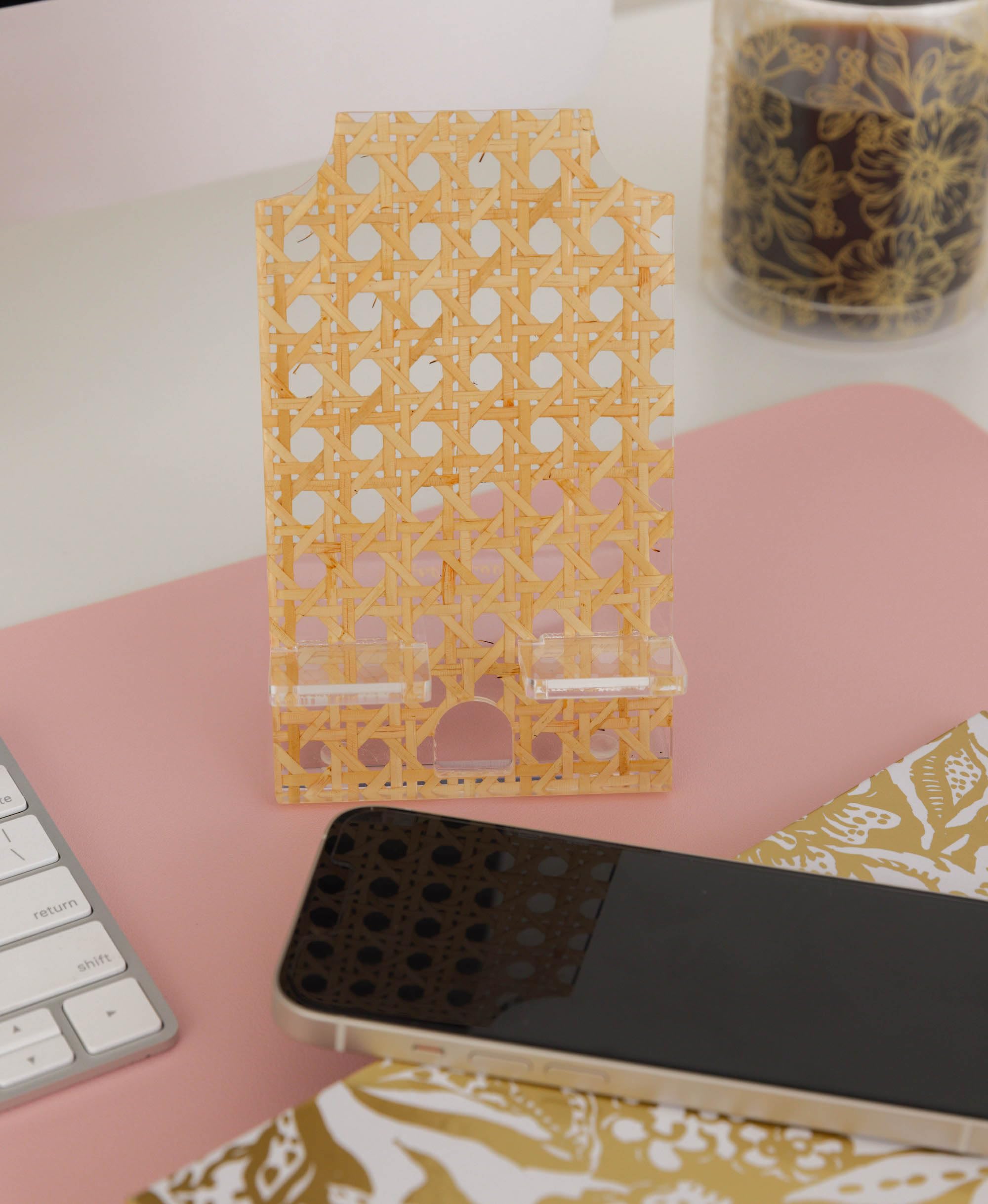 Lilly Pulitzer Decorative Acrylic Phone Stand - Clear Cute Phone Holder for Desk, Tabletop & Nightstand - Compatible with iPhone 15/14/13, Samsung Galaxy - Perfect for Home, Office & Travel Accessories
