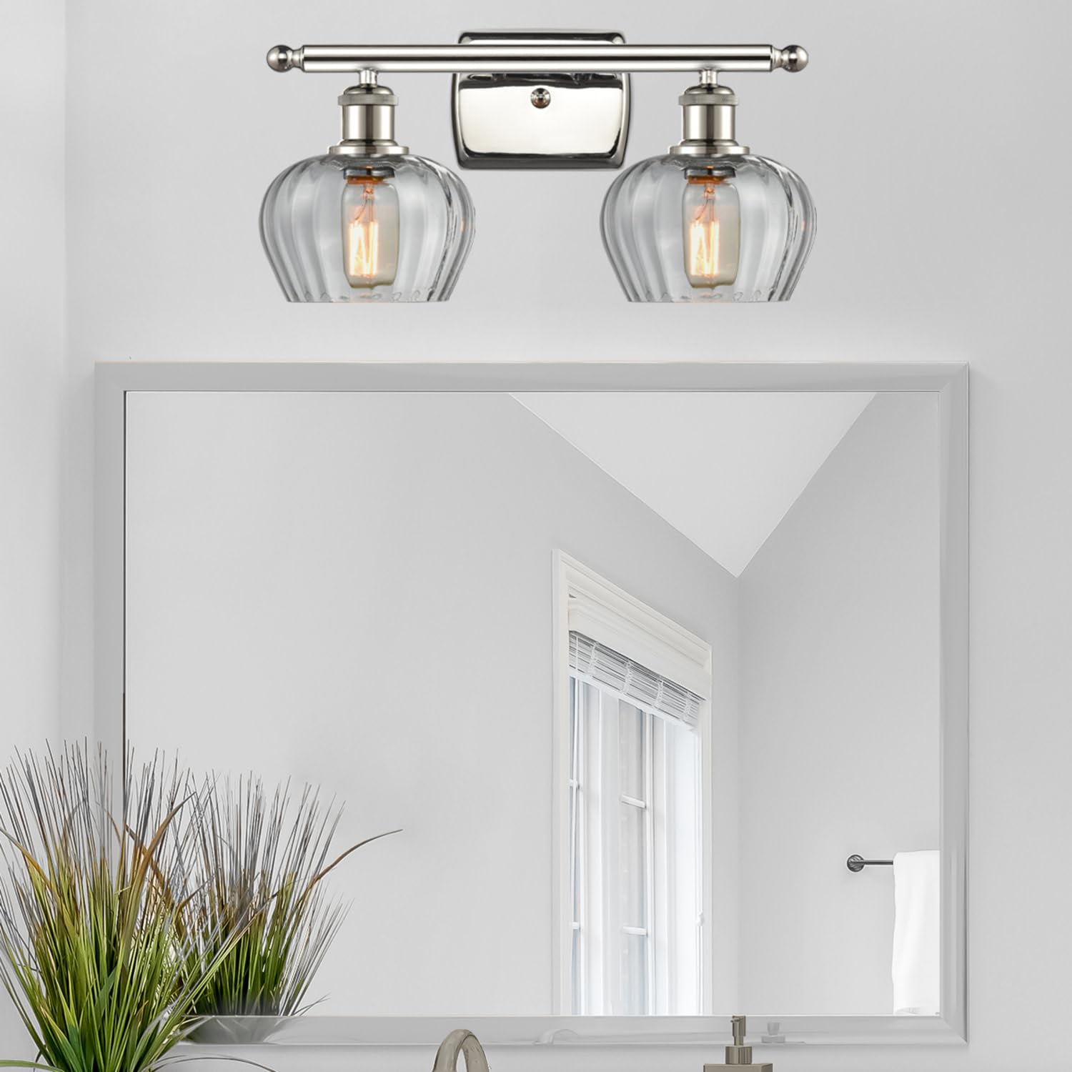 Innovations Lighting 516-2W-PN-G91 Fenton 2-Light Bathroom Vanity Light - Ballston Collection - Perfect for Modern Bathroom & Powder Room Decor