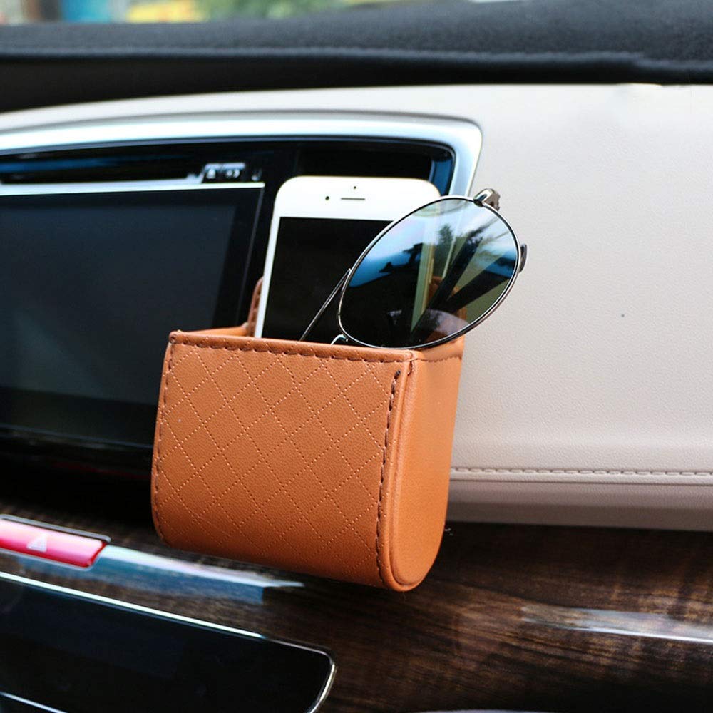 Car Seat Back Organizer with Air Vent Phone Holder & Storage Pockets - Brown | Perfect for Road Trips, Travel & Daily Commute | Keep Your Car Tidy & Organized
