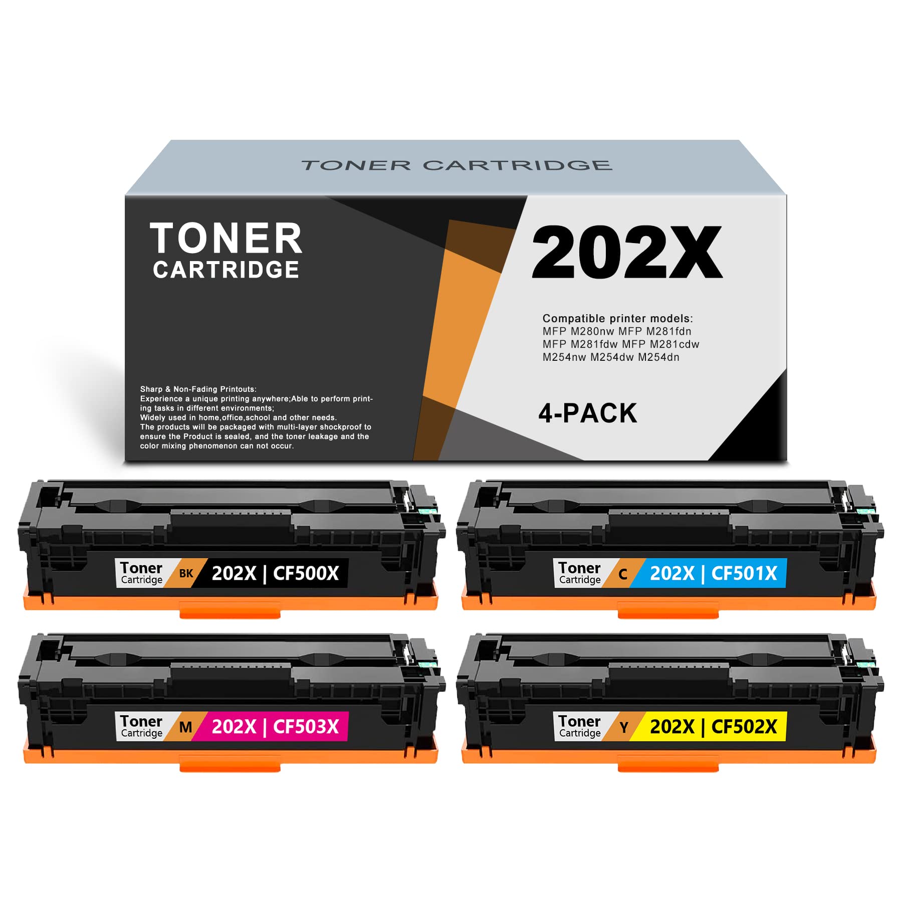 EKG ARSEINK 4 Pack Compatible Toner Cartridges for HP M254dn M254nw M254dw MFP M280nw M281fdn M281fdw M281cdw Printers - Black, Cyan, Magenta, Yellow (BK/C/M/Y) | Replacement for CF500X CF501X CF503X CF502X | Perfect for Office Printing, Home Use & High-Volume Documents