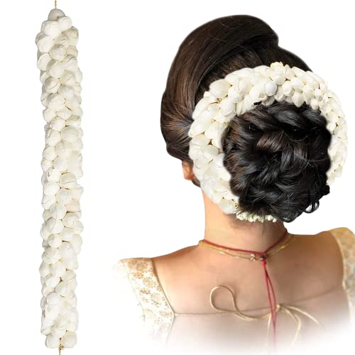DEXO 2-Piece Artificial Mogra Gajra Hair Bun Bridle Set - White Floral Hair Accessories for Women & Girls | Perfect for Weddings, Parties & Traditional Events