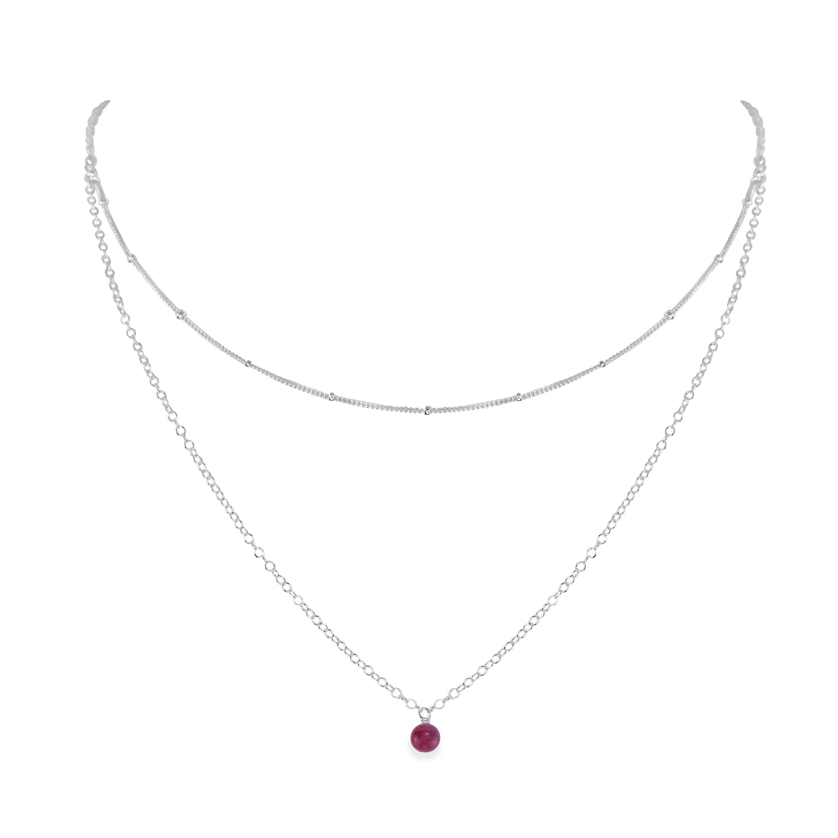 Ruby Gemstone Layered Choker Necklace - Elegant Dainty Gold Chain Jewelry for Women | Perfect for Valentine's Day Gifts, Date Nights & Special Occasions