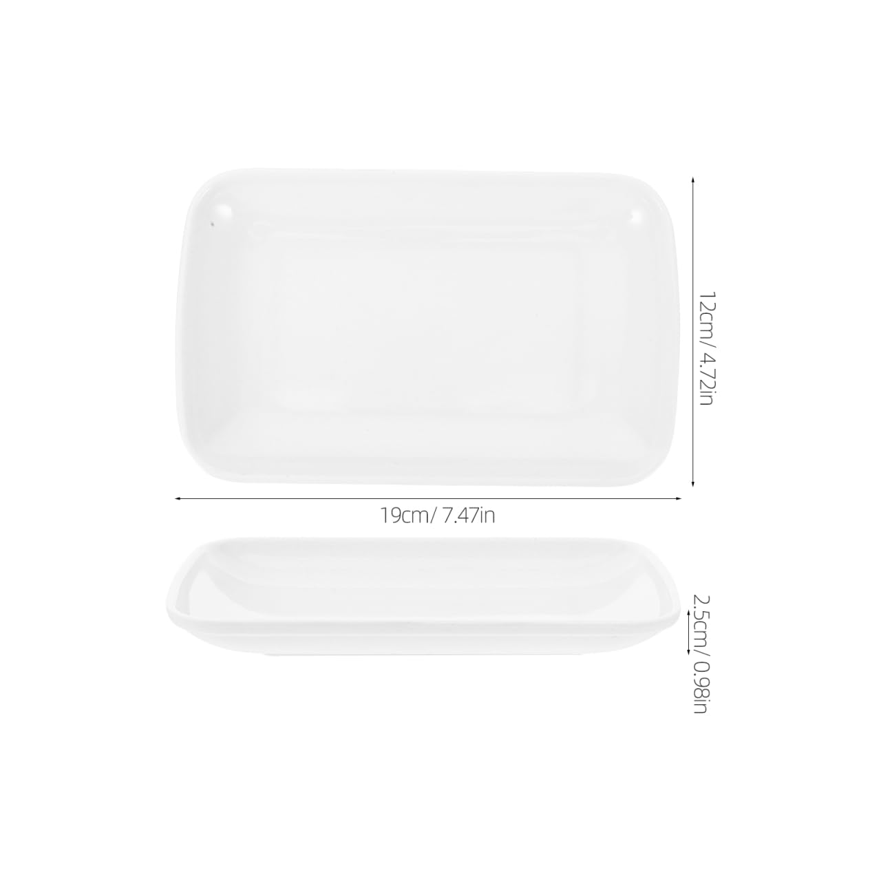 Hemoton 4-Piece 7.5 Inch White Melamine Rectangular Salad Plates - Microwave & Oven Safe Appetizer Serving Trays for Dessert, Fruit, Sushi, Dinner Parties - Perfect for Indoor/Outdoor Dining, Picnics & Entertaining