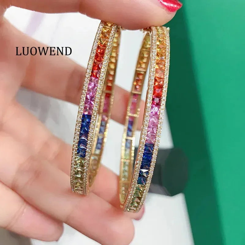 18K Yellow Gold Diamond & Aquamarine Bangle for Women - Luxury Real Natural Gemstone Bracelet - Perfect for Parties, Weddings & Romantic Gifts