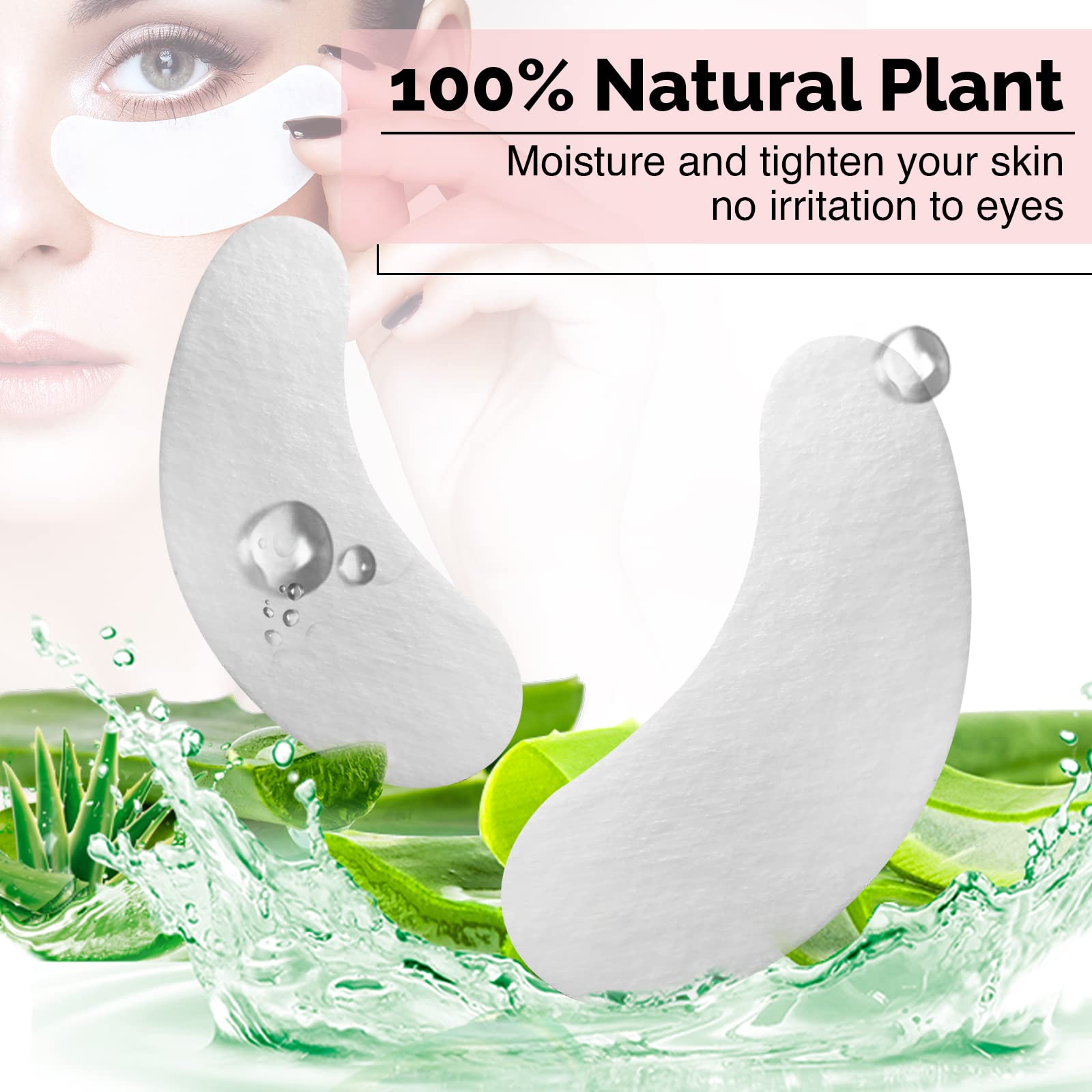 GreenLife 100% Natural Eyelash Extension Under Eye Gel Pads - Collagen & Aloe Vera Hydrogel Eye Patches Kit (400 Pairs) for Eyelash Extensions, Spa & Salon Supplies - Perfect for Lash Artists & Beauty Professionals
