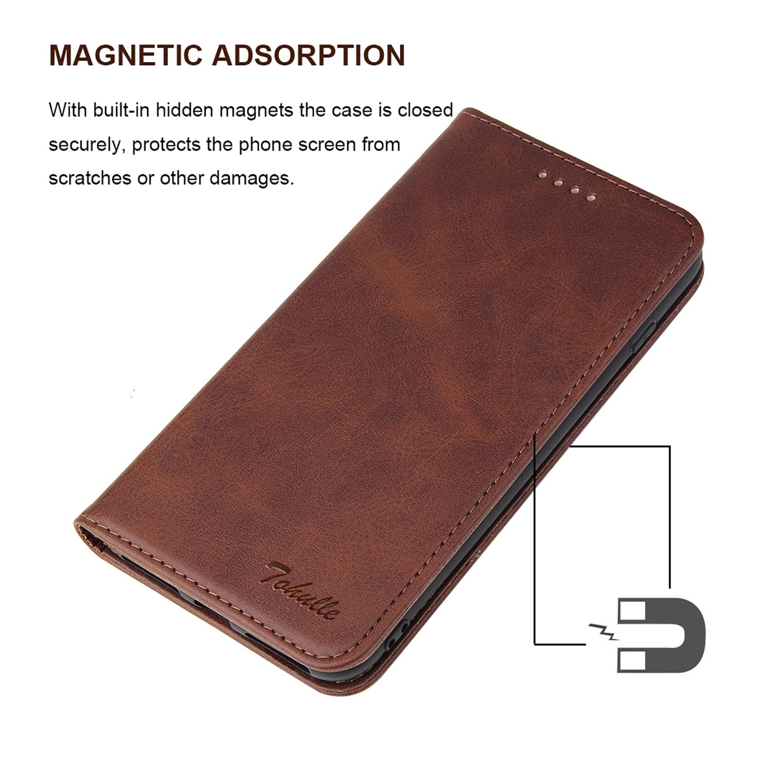 Premium PU Leather Wallet Case with Card Holder & Kickstand for iPhone 13 Pro Max - Built-in Magnetic Closure Flip Folio Cover (Coffee Brown) | Perfect for Business, Travel & Everyday Protection
