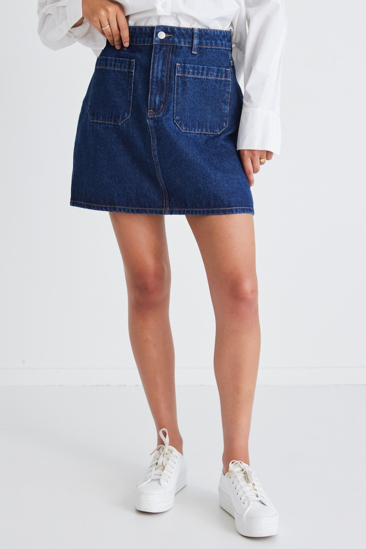 Stylish Indigo Denim Mini Skirt with Front Pockets - Perfect for Casual Outings, Date Nights & Summer Fashion