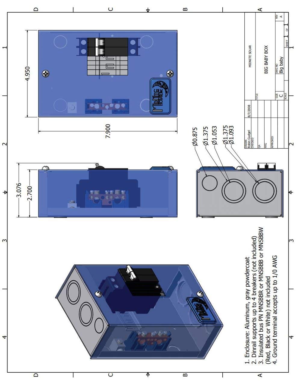 MidNite Solar MNBIGBABY Big Baby Box Enclosure - Weatherproof Solar Power Enclosure for Outdoor & Off-Grid Systems | Perfect for Solar Panel Installations, RV Power Storage & Emergency Backup Power