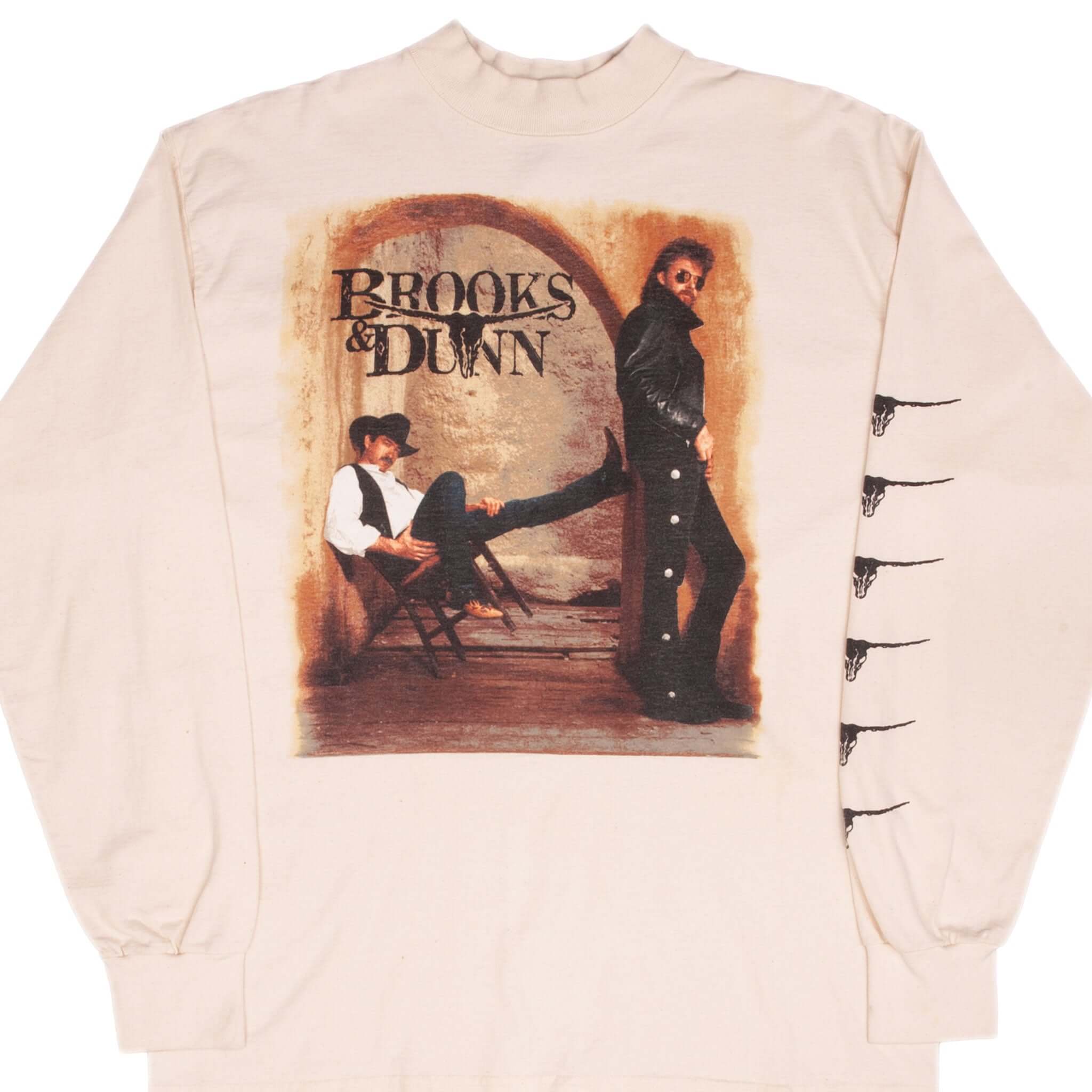 Vintage Brooks & Dunn Waiting on Sundown 1990s Long Sleeve T-Shirt - Large Size - Retro Country Music Fan Gift & Concert Merchandise - Perfect for Concerts, Parties & 90s Nostalgia