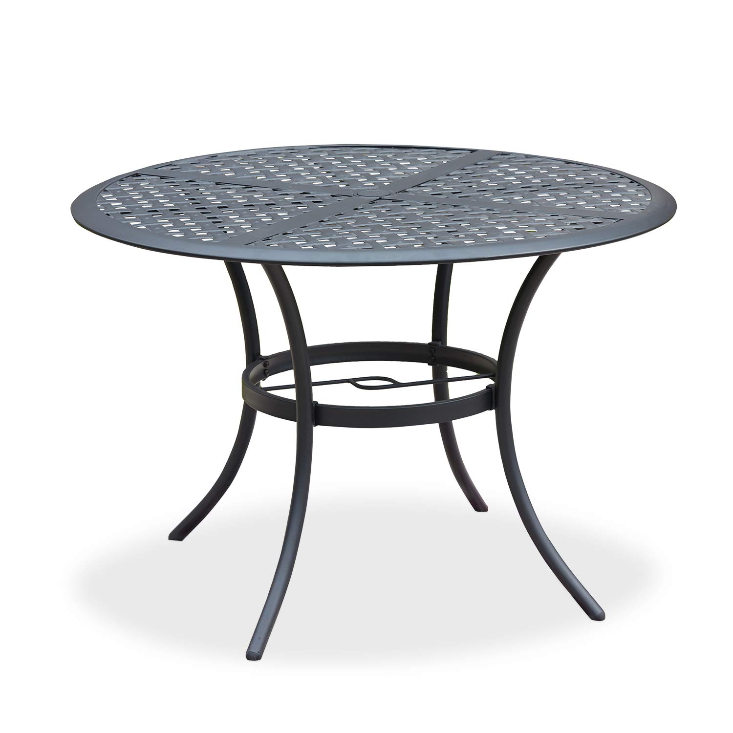 Romayard 42 Inch Round Outdoor Dining Table - Powder-Coated Steel Patio Bistro Table with 2.1