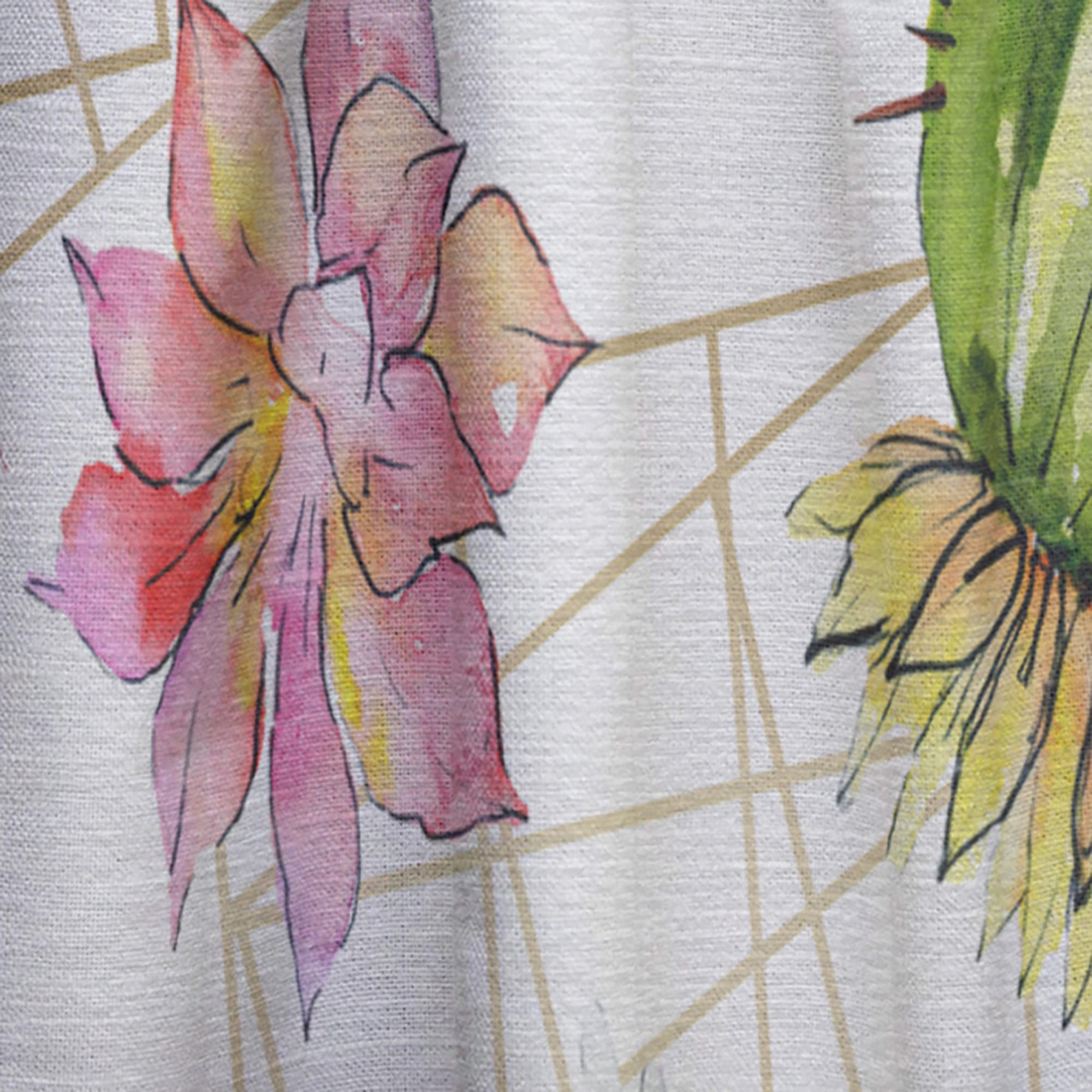 DesignQ Green Cactus Pattern Thermal Insulated Curtains - 52x90 Inch Single Panel for Bedroom & Living Room - Perfect for Sun Protection, Privacy & Home Decor