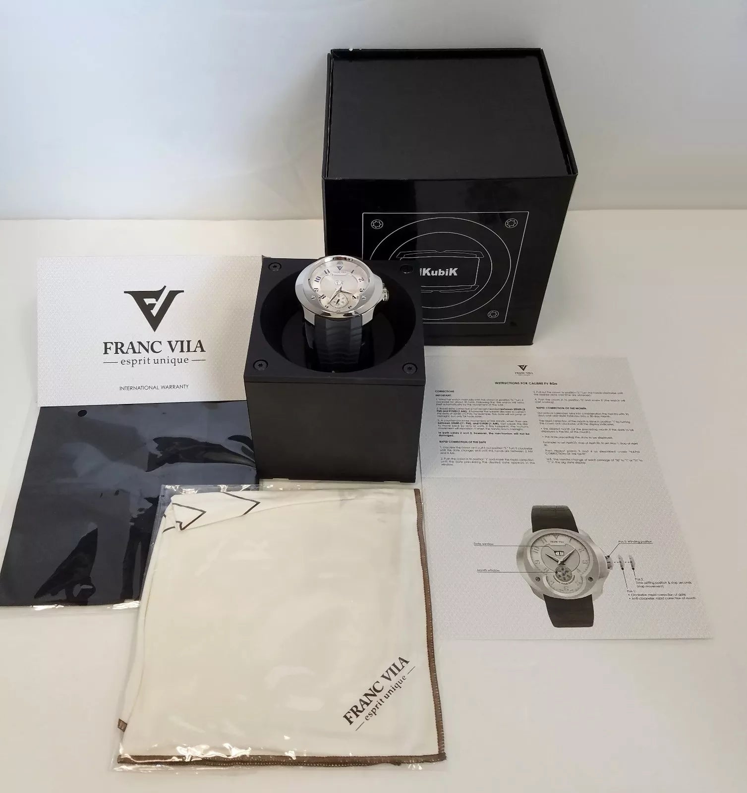 Franc Vila Esprit Unique Men's Stainless Steel Rubber Strap Watch - Luxury Sports Timepiece for Business, Casual & Outdoor Activities