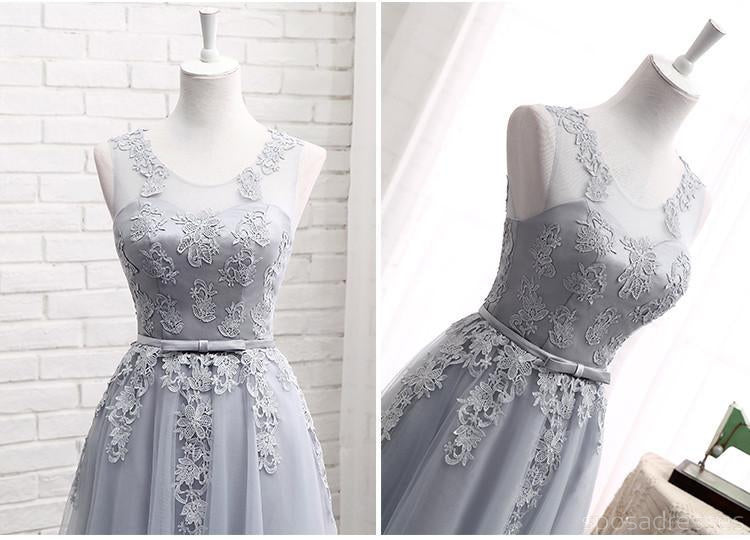 Elegant Gray Lace A-Line Long Bridesmaid Dresses - Affordable Formal Gowns for Wedding Party (BD019) | Perfect for Bridal Showers, Evening Receptions & Special Occasions