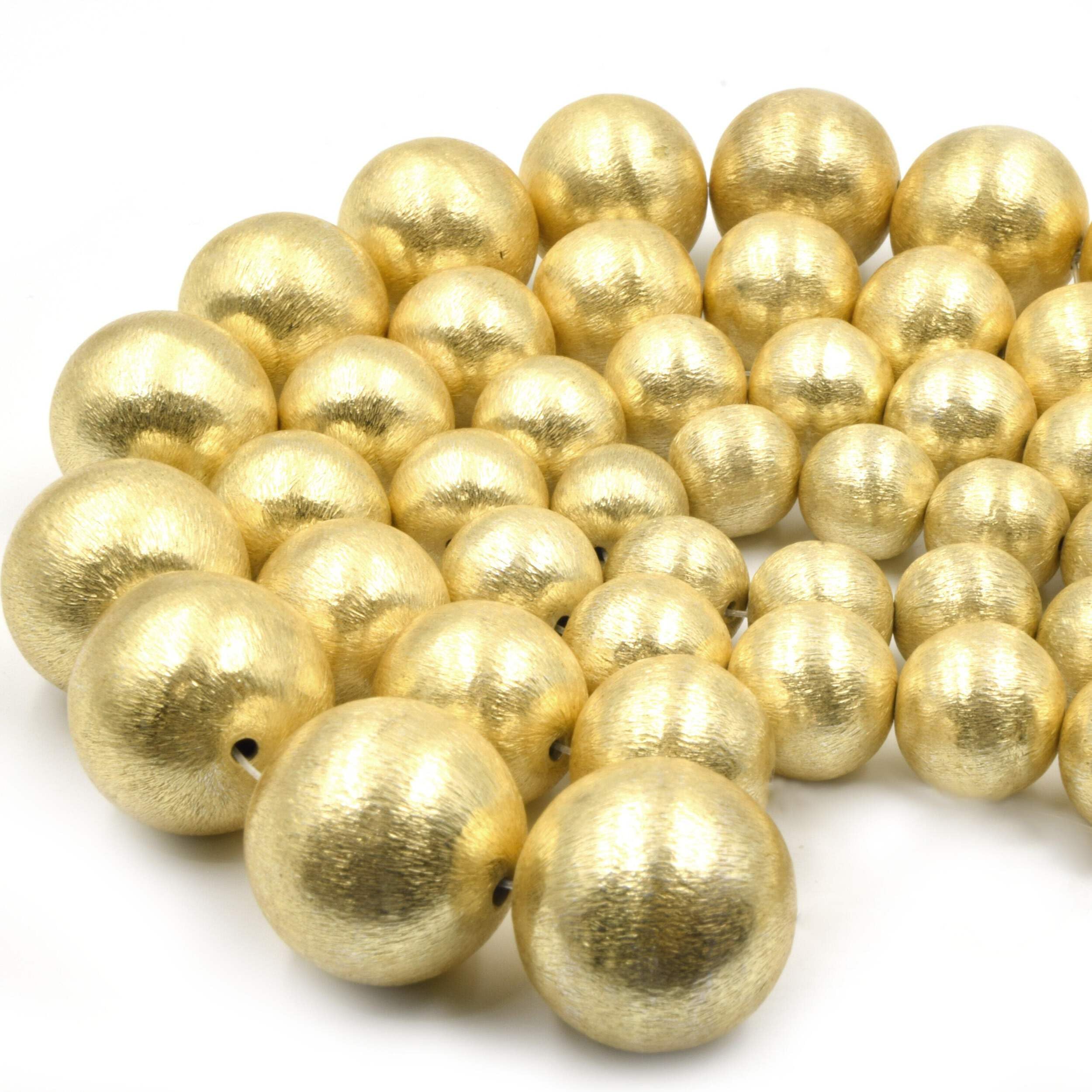 8mm Gold Brushed Copper Beads - Round Metal Beads for Jewelry Making, DIY Crafts, Bracelets & Necklaces - Perfect for Handmade Accessories and Gift Making