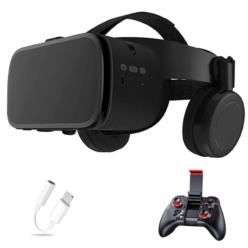 3D VR Headset with Bluetooth Controller - Compatible with iPhone 13 Pro Max/13 Pro/13/12/11, Samsung Galaxy S21, Huawei & Xiaomi Series - Immersive Gaming & Virtual Reality Experience for Home Entertainment