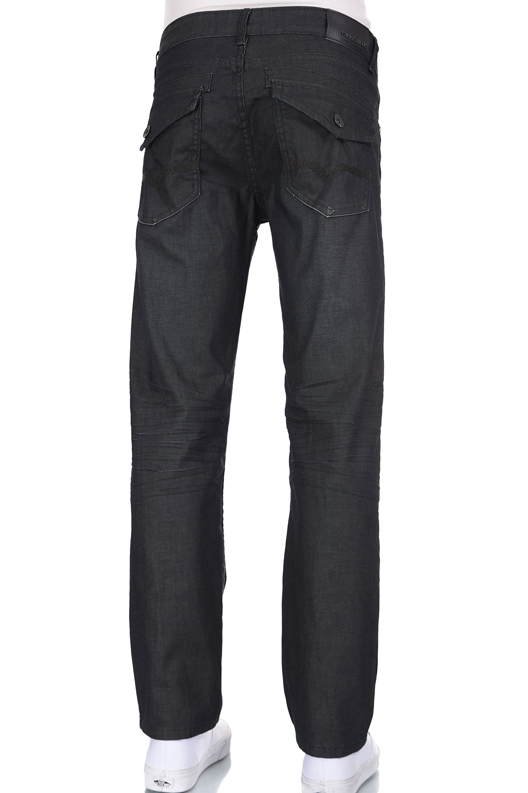 Premium Eagle Blue Men's Black Coated Straight Leg Jeans - Comfortable & Stylish for Casual Wear, Work & Night Out