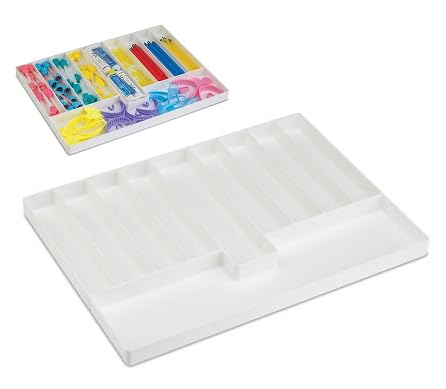 10-Section Plastic Dental Drawer Organizer Tray for Medical & Dental Supplies, White Dental Cart Storage Solution for Clinic & Hospital Organization
