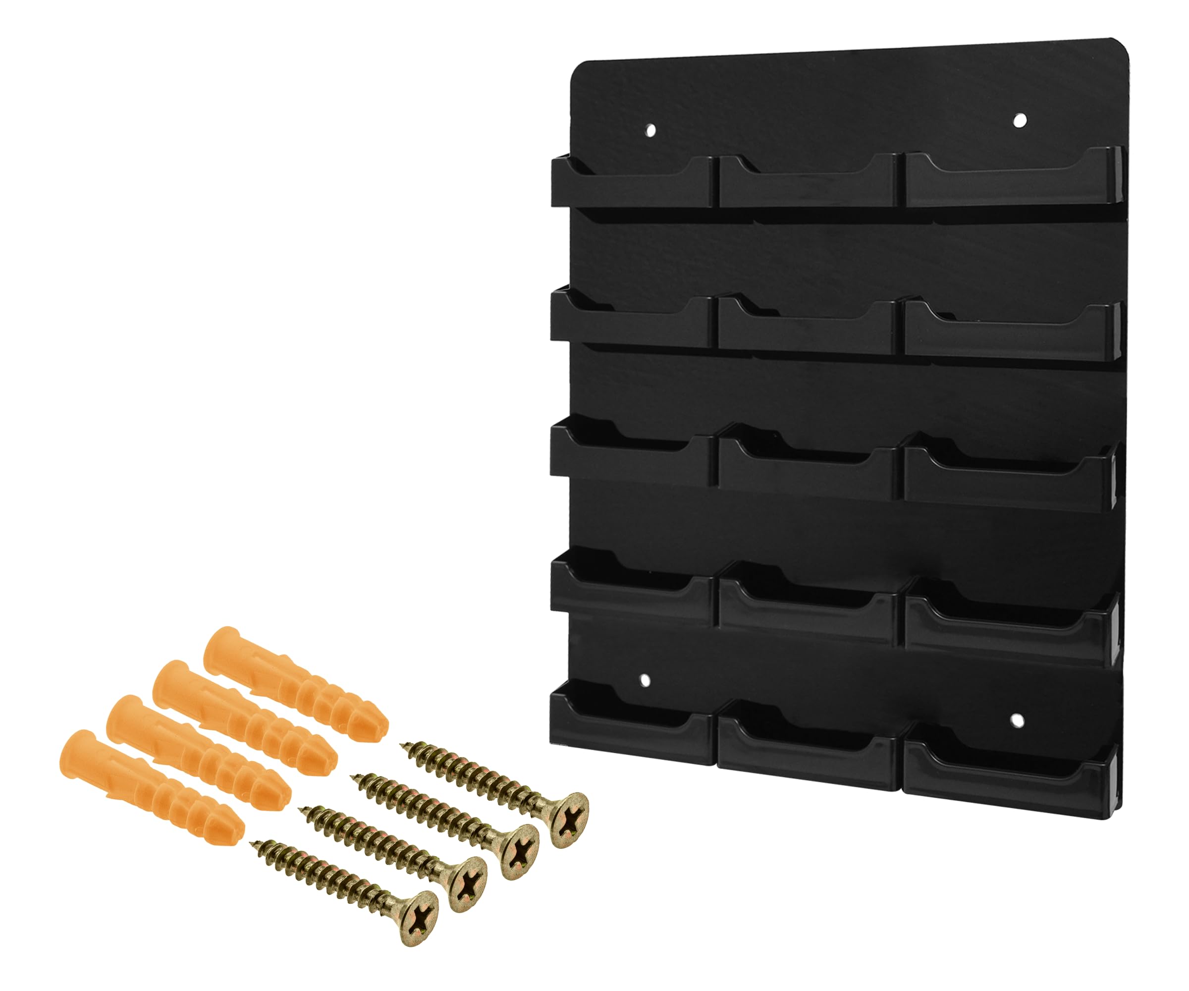 6 Pack Black Acrylic Hanging Business Card Holder - 15 Slot Rack for 3.5