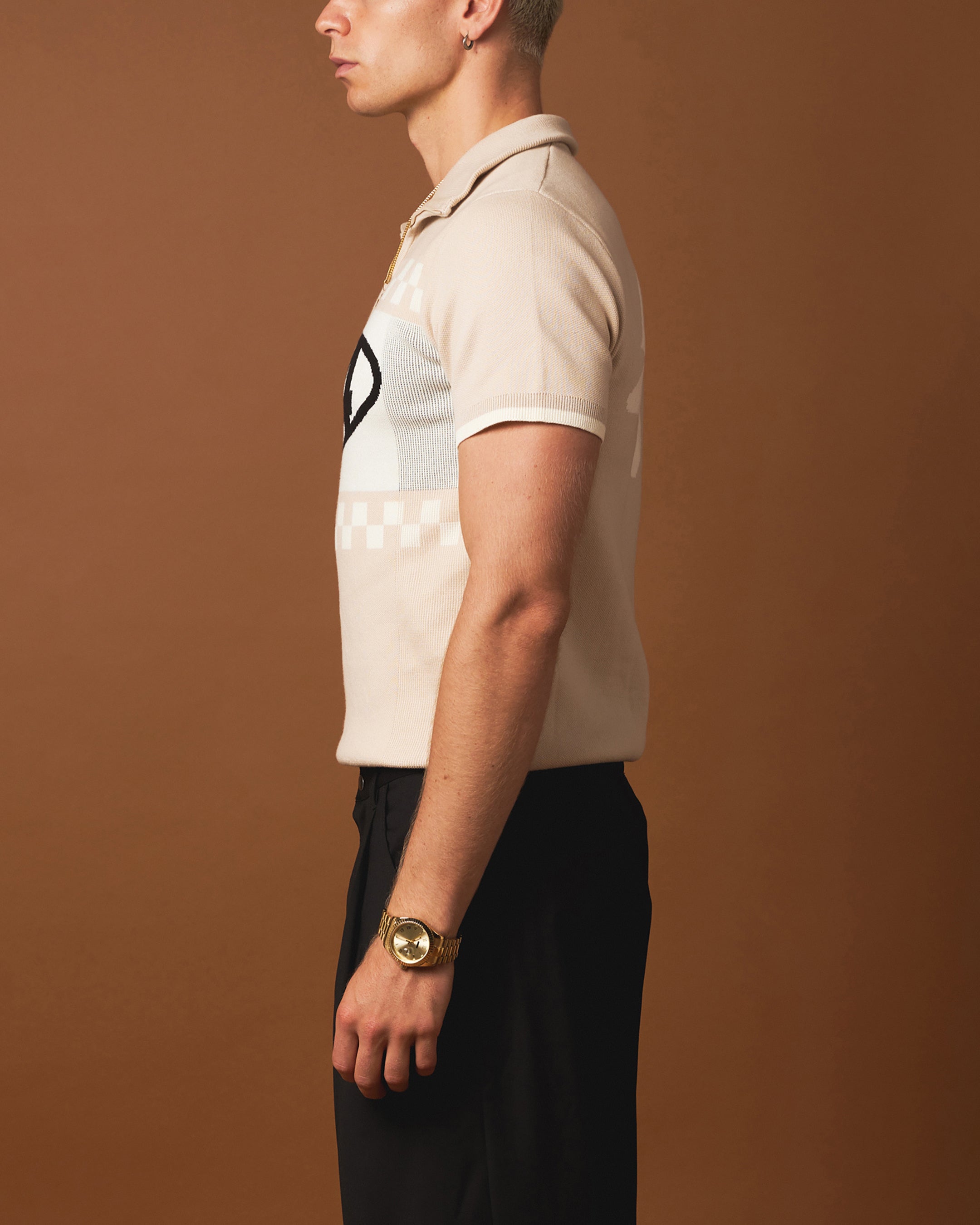 404 Knit Cycling Polo Shirt for Men - Breathable Performance Golf Tennis Shirt in Tan - Perfect for Biking, Golfing & Outdoor Sports