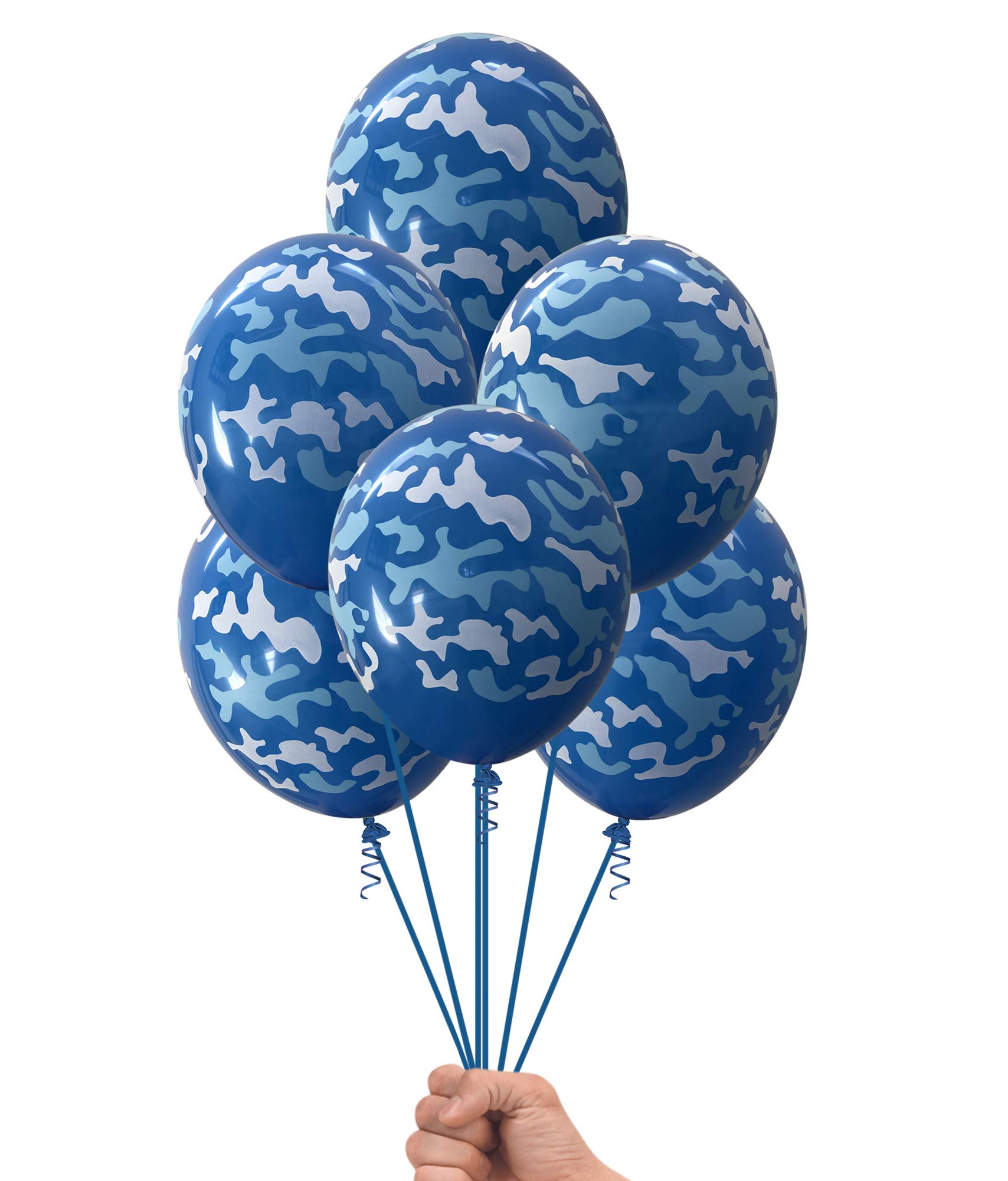 Navy Blue Camouflage Military Party Balloons - Pack of 20 Large 12 Inch Latex Balloons for Marine Corps Birthday, Veterans Day & Patriotic Decorations