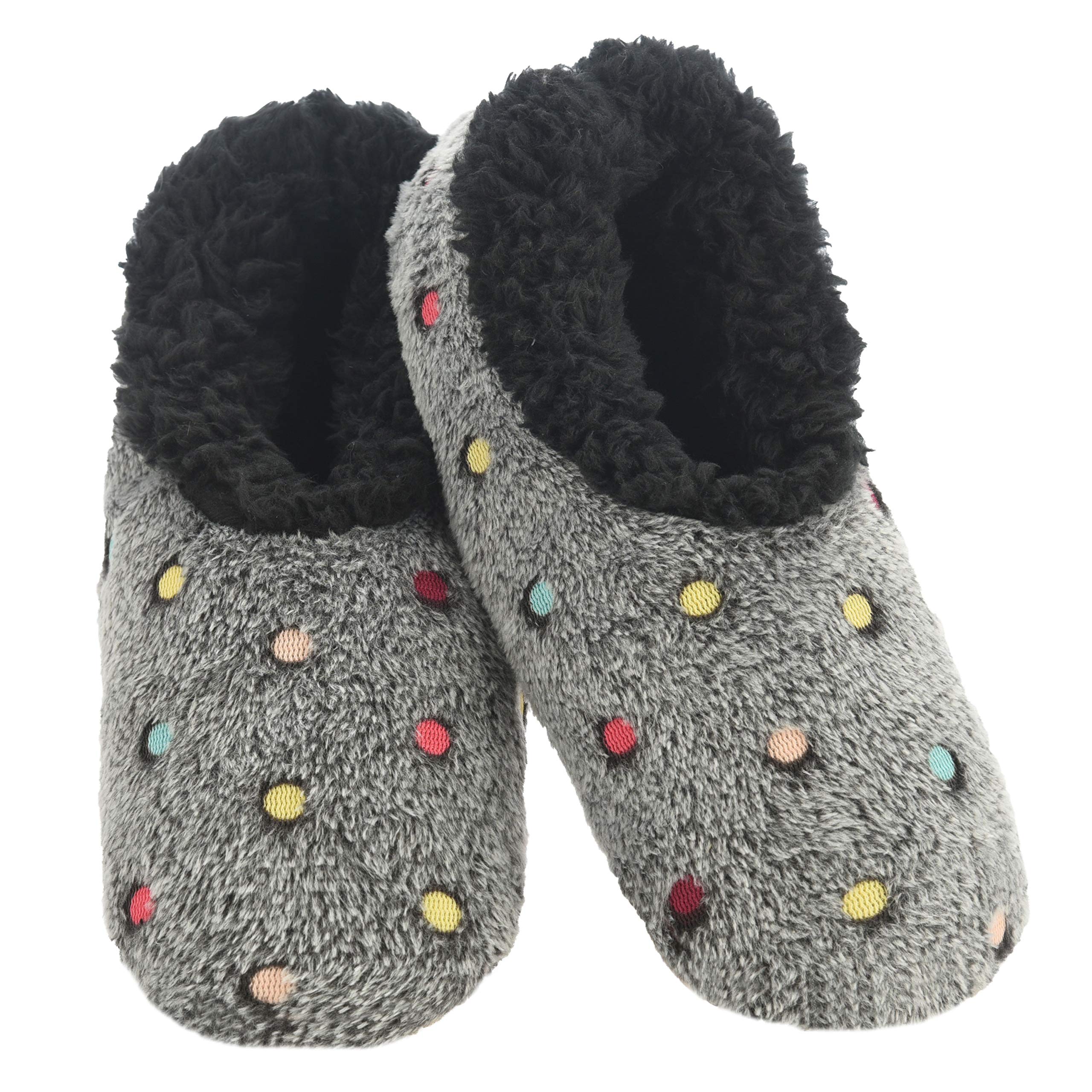 Women's Cozy Sherpa Slipper Socks - Soft Fuzzy House Slippers with Colorful Dots Pattern | Warm Indoor Footwear for Relaxing at Home, Lounging & Winter Comfort
