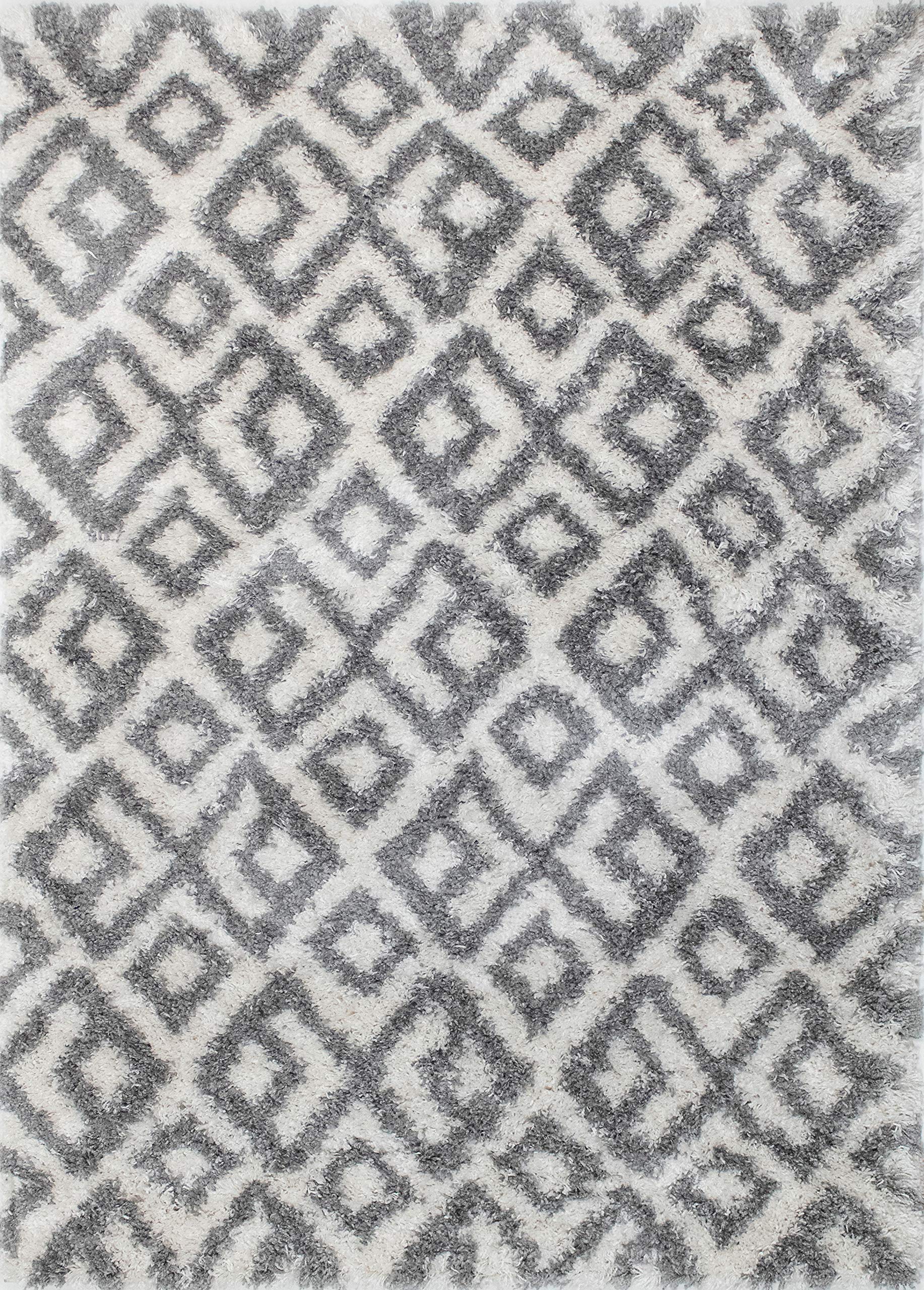 Luxury Noori Shag Area Rug - Soft Ivory & Charcoal Plush Carpet for Living Room, Bedroom, or Nursery - Cozy & Stylish Home Decor