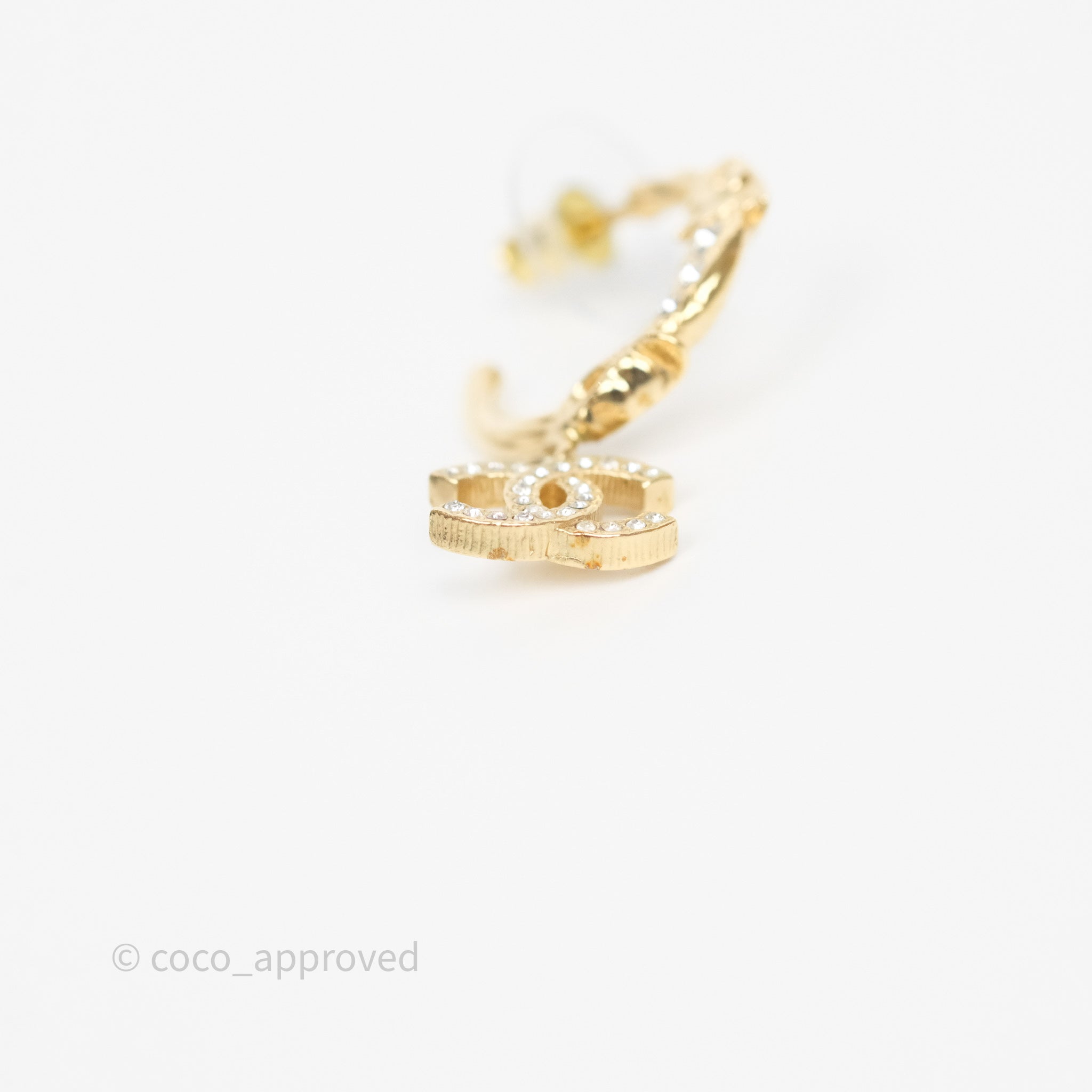 Chanel CC Crystal Hoop Earrings for Women - 23V Gold Tone Luxury Fashion Jewelry - Perfect for Parties, Weddings & Special Occasions