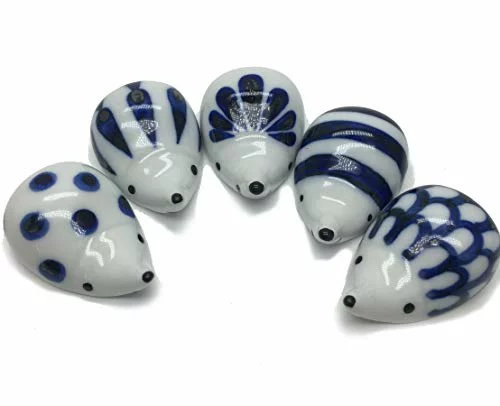 Japanese Hasami Yaki Hedgehog Chopstick Rest Set - 5pcs Handmade Ceramic Tableware for Sushi, Ramen & Asian Dining Decor