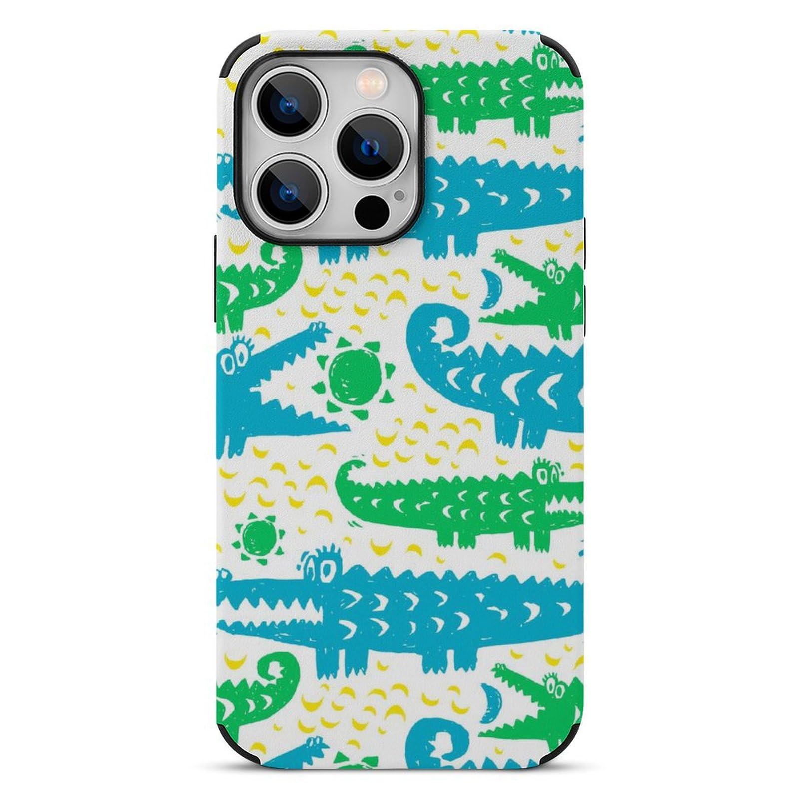 Stylish Abstract Crocodile & Sun Moon Design Phone Case - Premium Microfiber Leather Protective Cover for iPhone 13/13 Mini/13 Pro/13 Pro Max - Perfect for Daily Use, Travel & Gift Giving