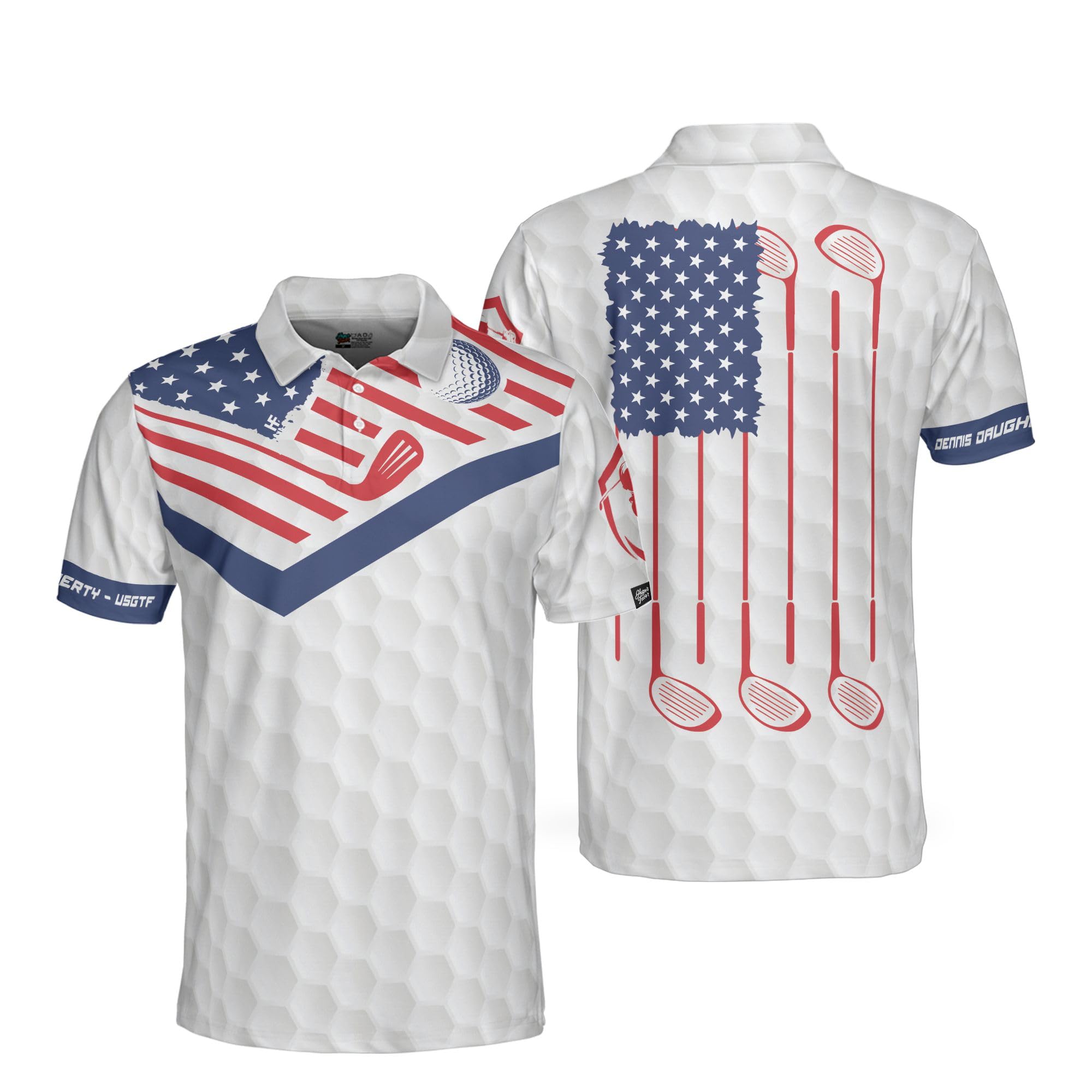 HYPERFAVOR Custom Golf Polo Shirts for Men & Women - American Flag Design, Short Sleeve Performance Shirts for Golf, Business & Casual Wear | Perfect for Golf Tournaments, Office & Outdoor Activities